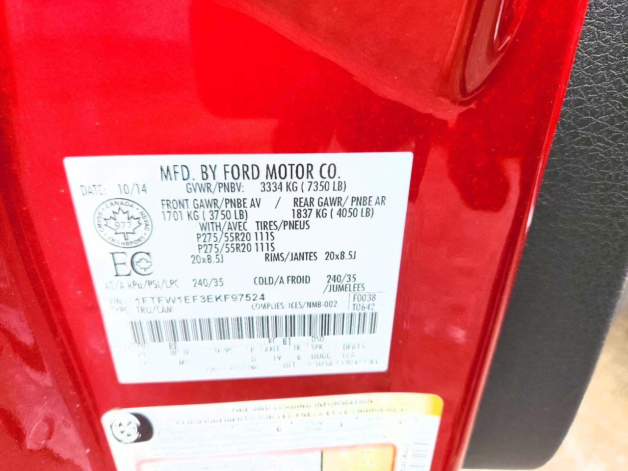 2014 Ford F150 Supercrew Red vin: 1FTFW1EF3EKF97524