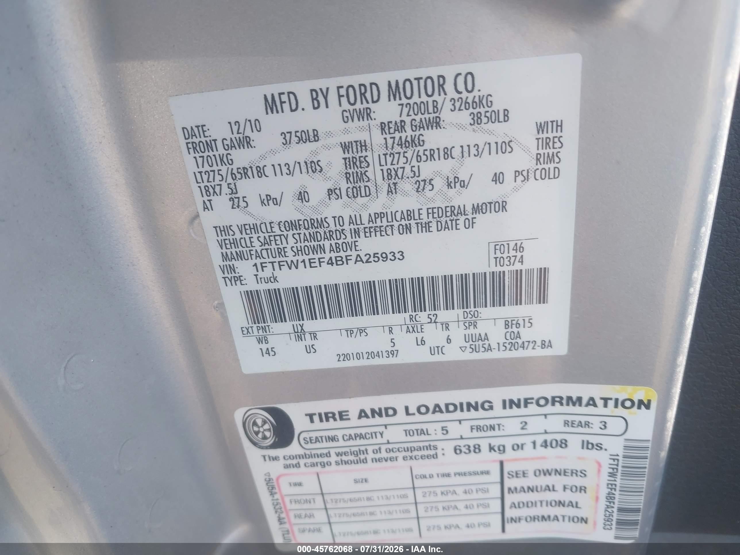 2011 Ford F-150 Xlt Gray vin: 1FTFW1EF4BFA25933