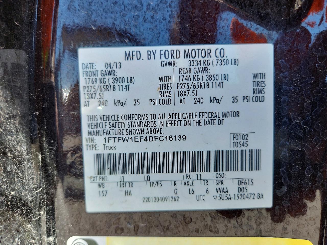 2013 Ford F150 Supercrew Burgundy vin: 1FTFW1EF4DFC16139