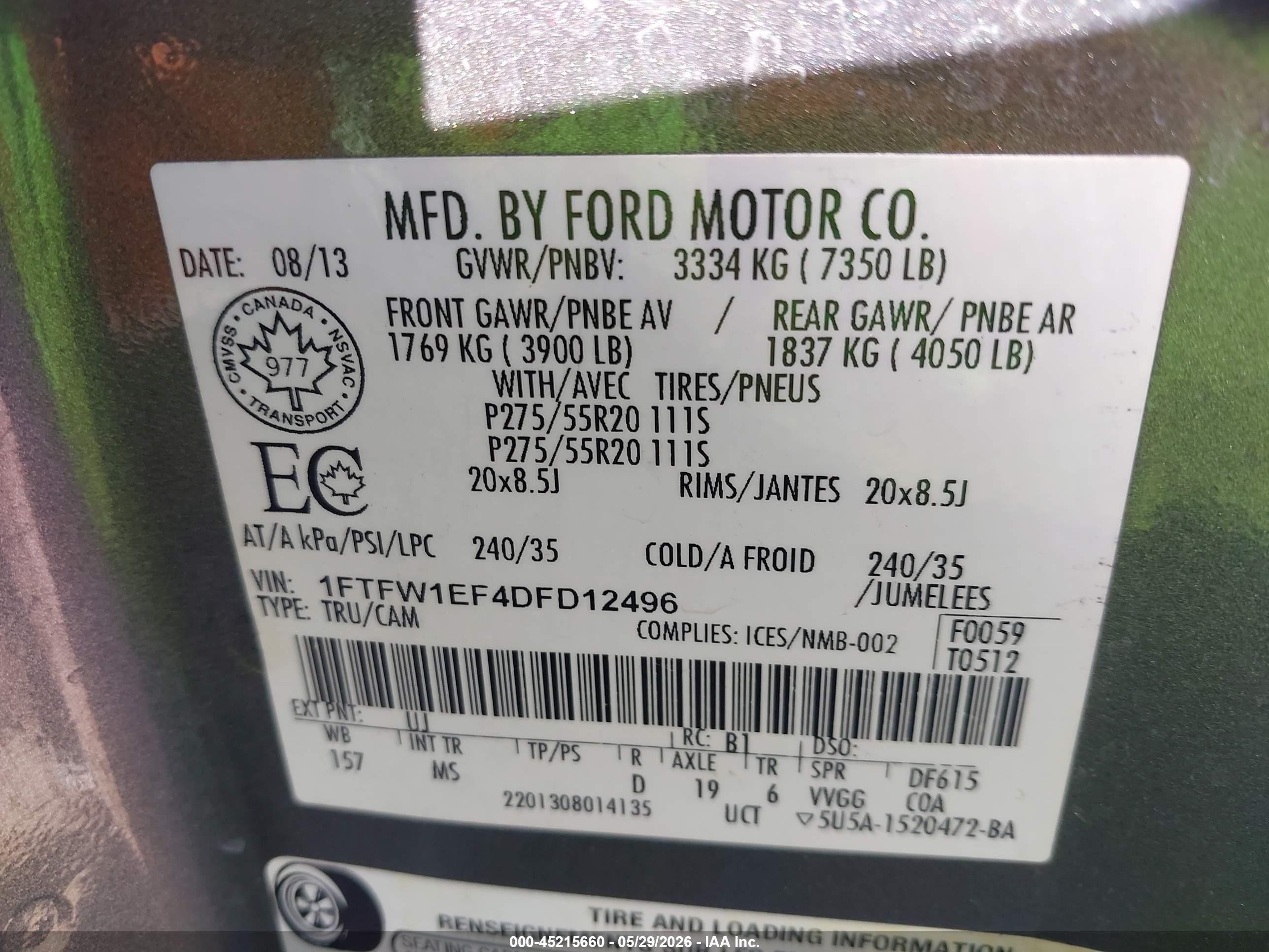 2013 Ford F-150 Xlt Gray vin: 1FTFW1EF4DFD12496
