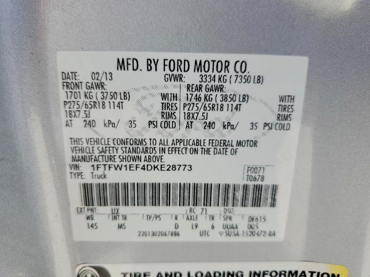 2013 Ford F150 Supercrew Silver vin: 1FTFW1EF4DKE28773