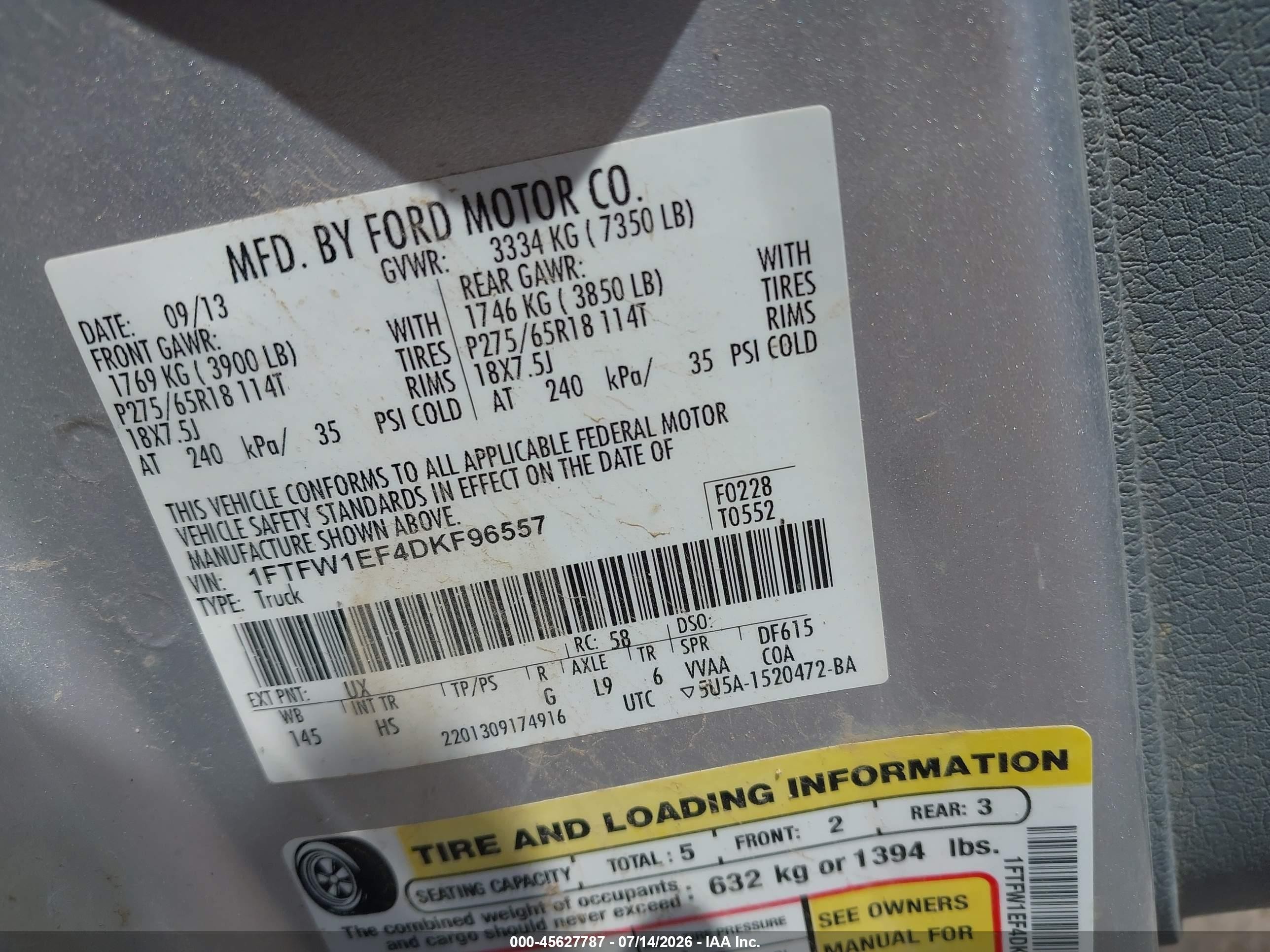 2013 Ford F-150 Lariat Silver vin: 1FTFW1EF4DKF96557