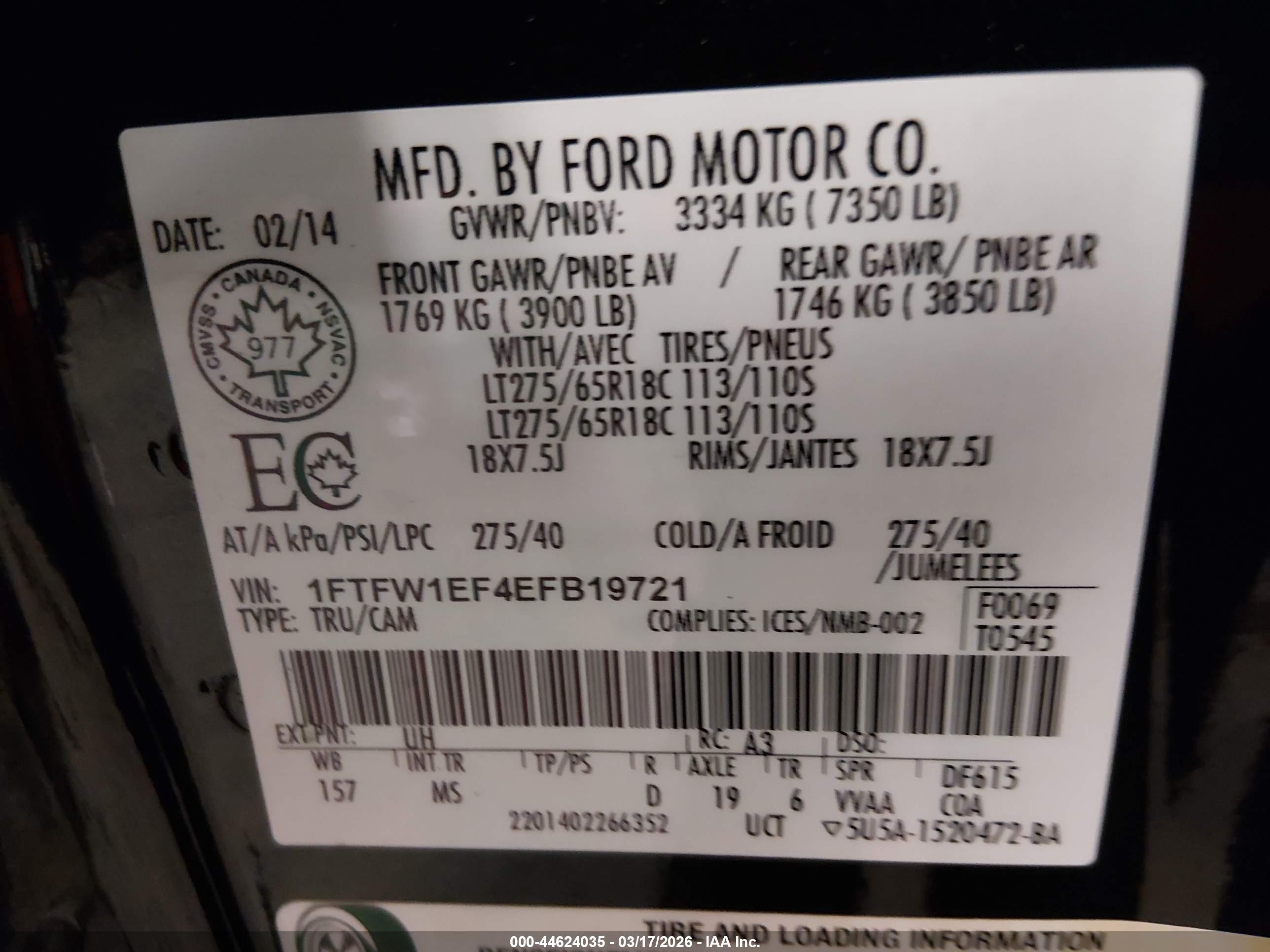 2014 Ford F-150 Xlt Черный vin: 1FTFW1EF4EFB19721