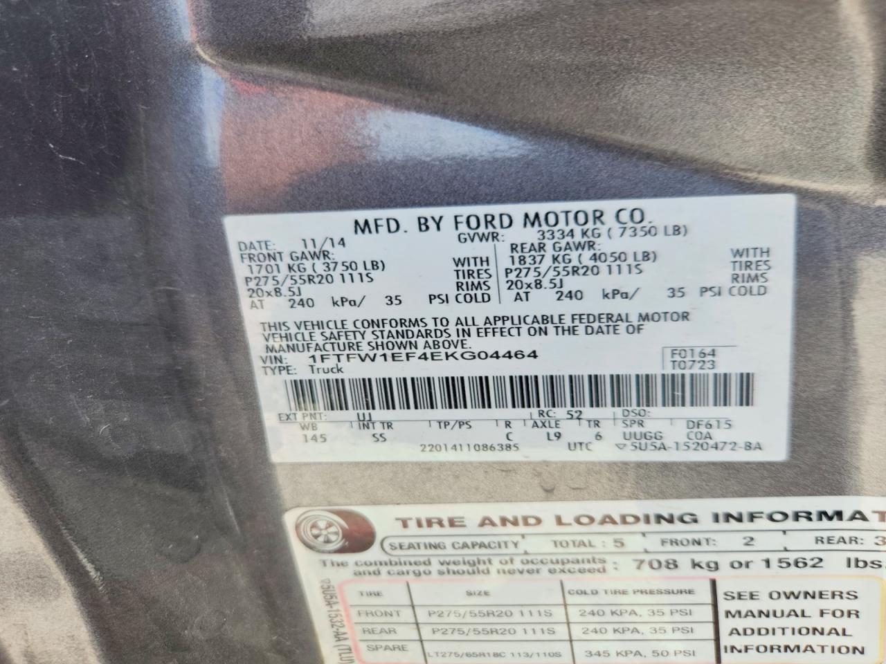 2014 Ford F150 Supercrew Gray vin: 1FTFW1EF4EKG04464