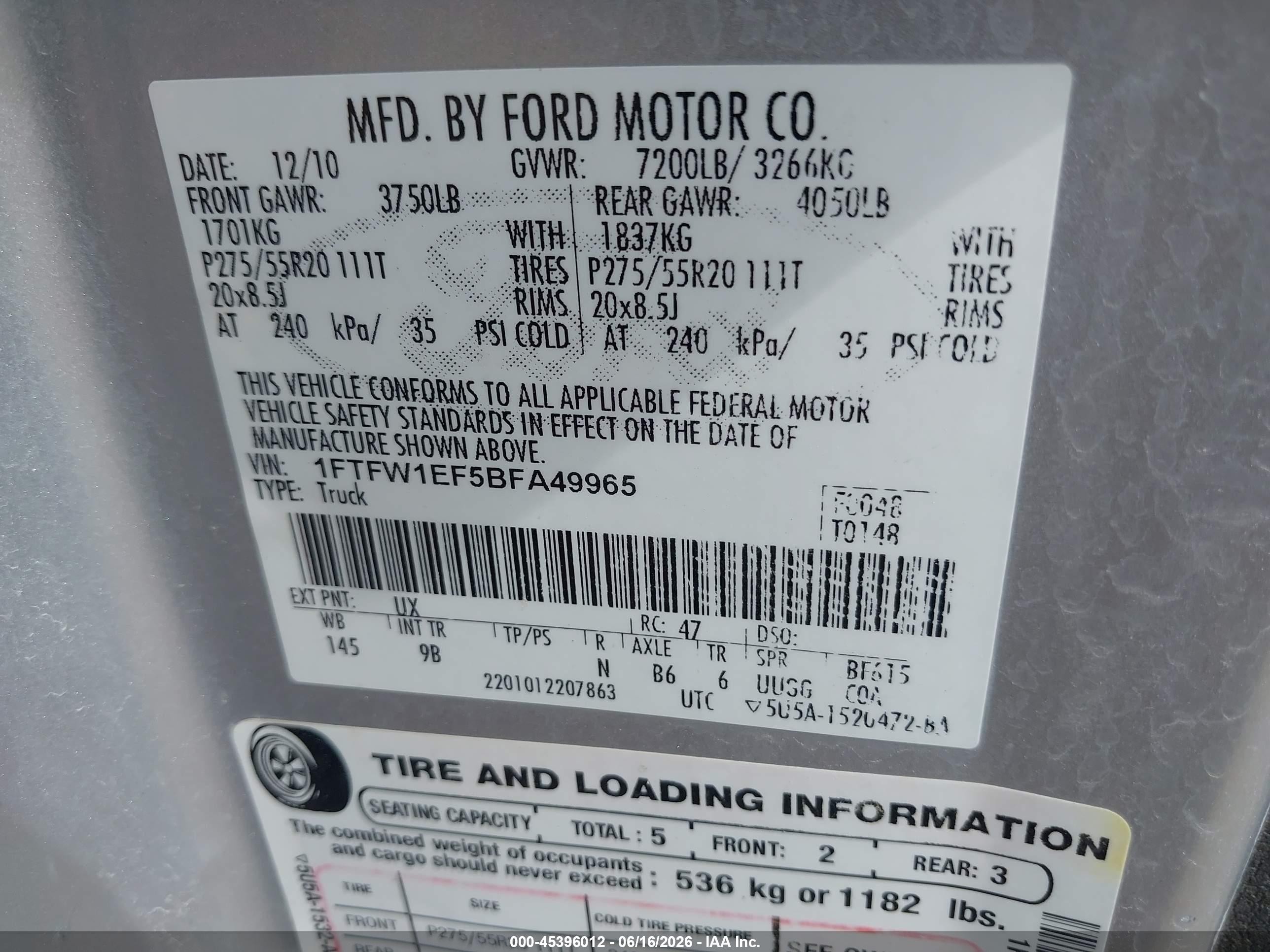 2011 Ford F-150 Platinum Серебряный vin: 1FTFW1EF5BFA49965