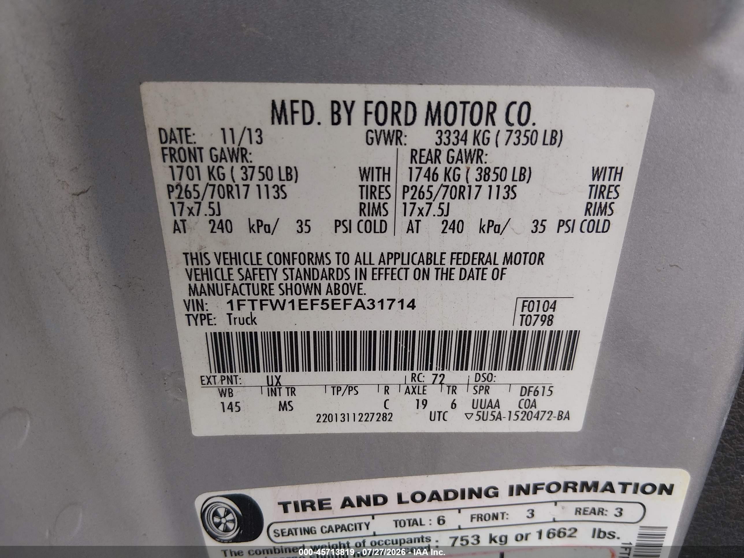 2014 Ford F-150 Xlt Серебряный vin: 1FTFW1EF5EFA31714