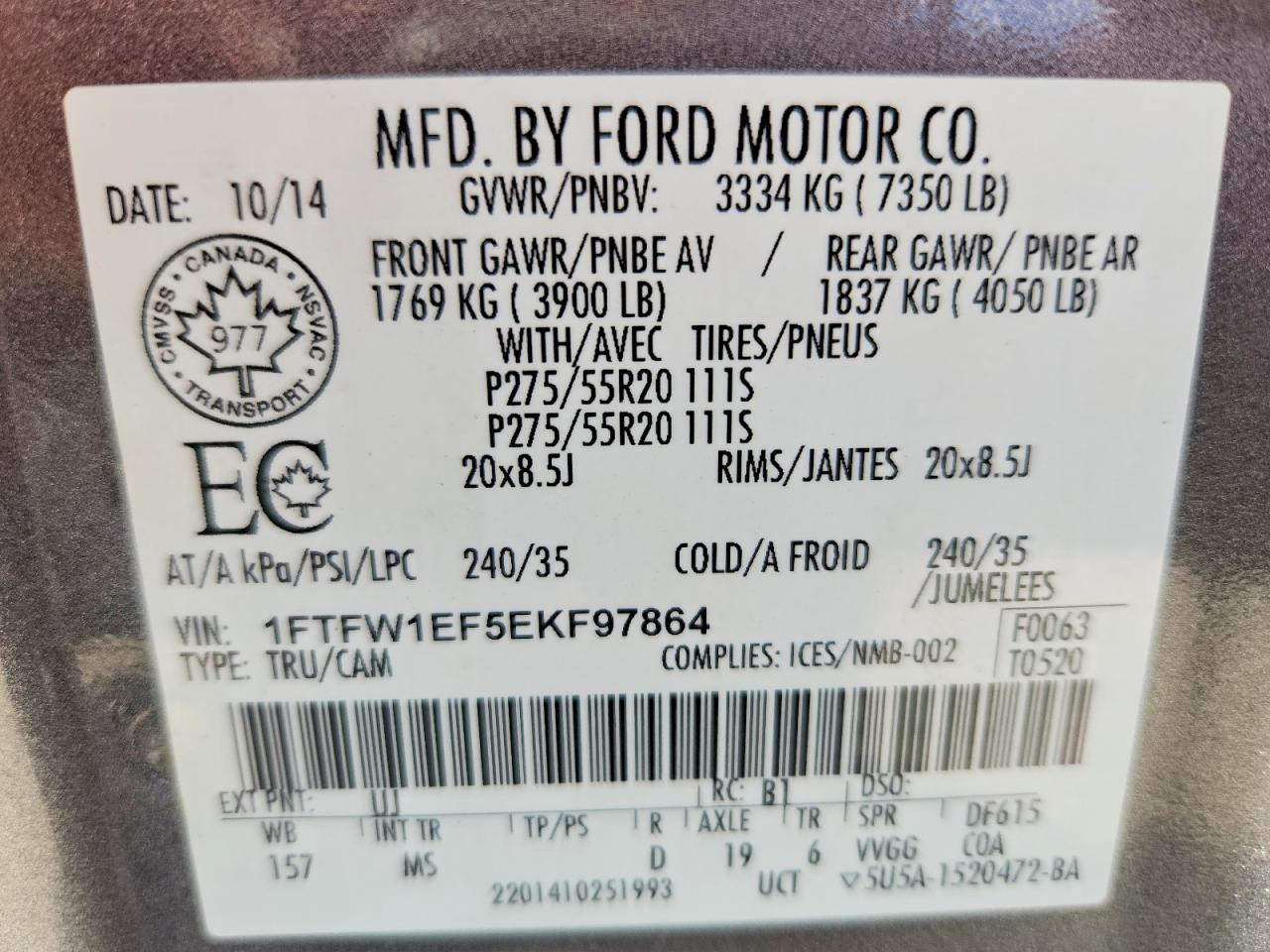 2014 Ford F150 Supercrew Gray vin: 1FTFW1EF5EKF97864