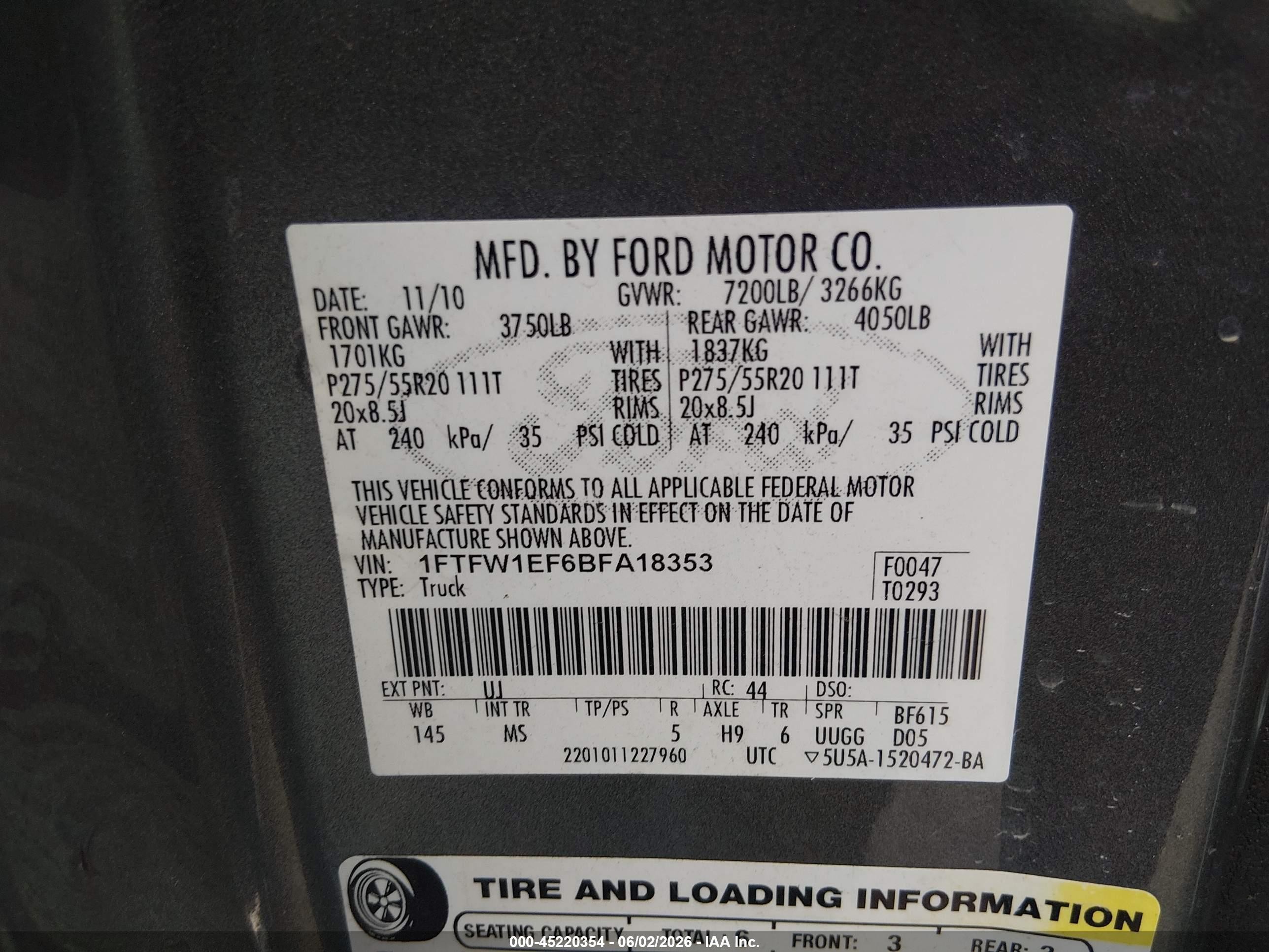 2011 Ford F-150 Xlt Серый vin: 1FTFW1EF6BFA18353