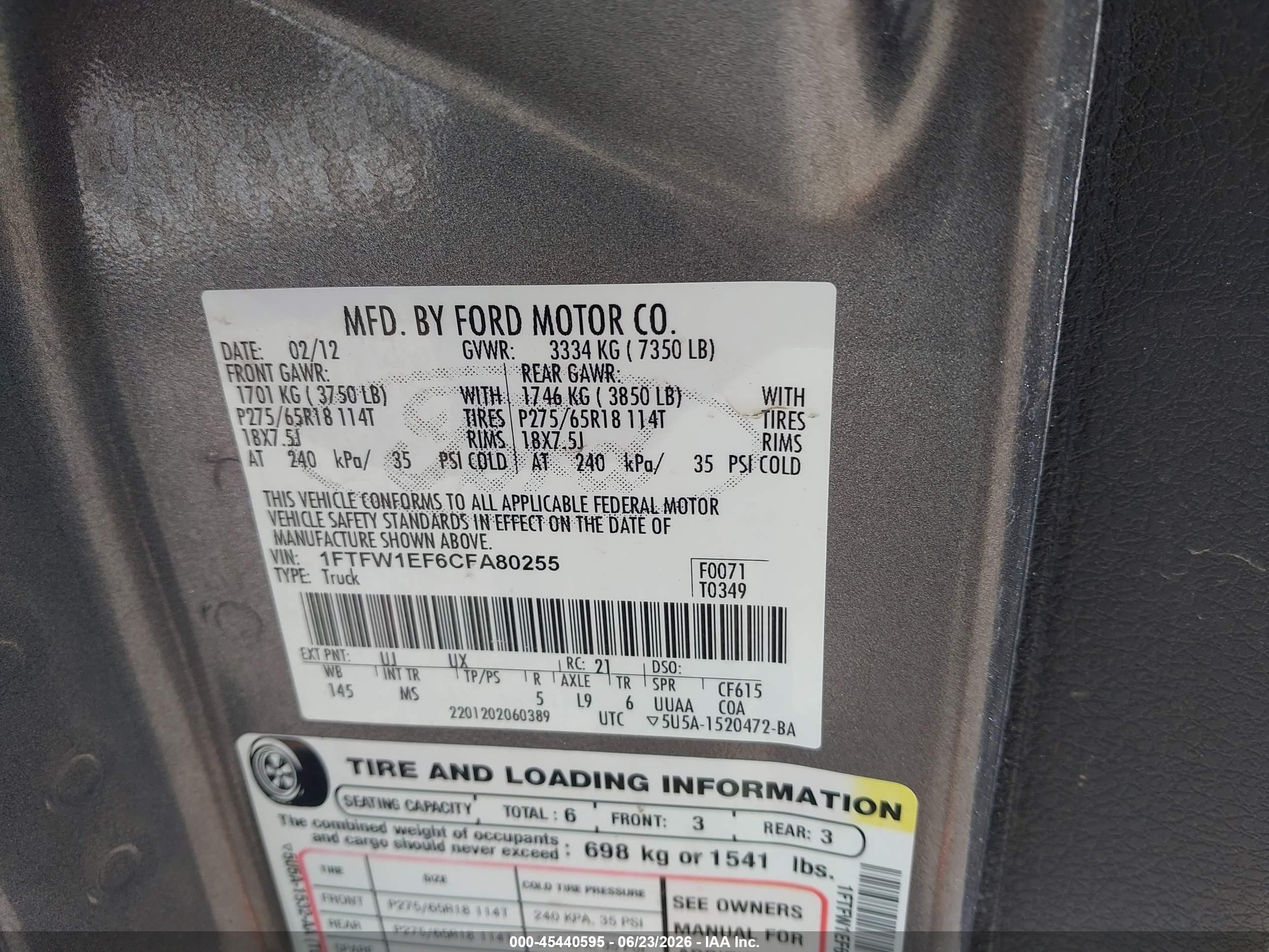 2012 Ford F-150 Xlt Gray vin: 1FTFW1EF6CFA80255