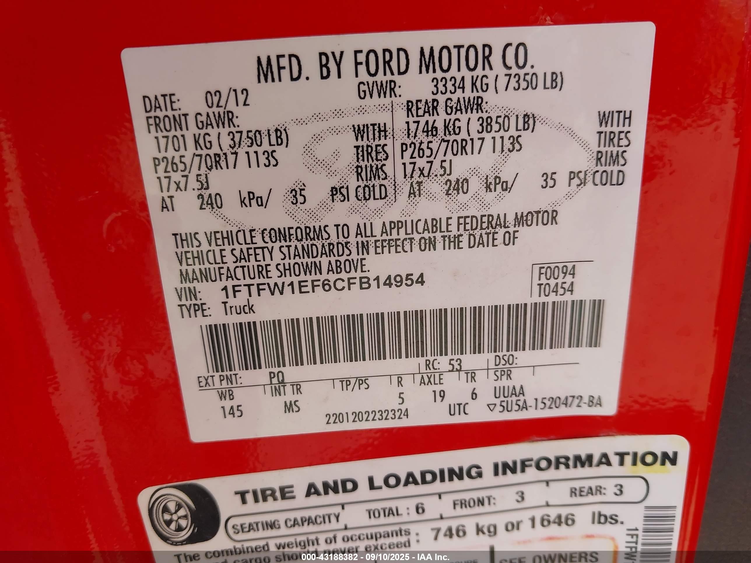 2012 Ford F-150 Xlt Red vin: 1FTFW1EF6CFB14954
