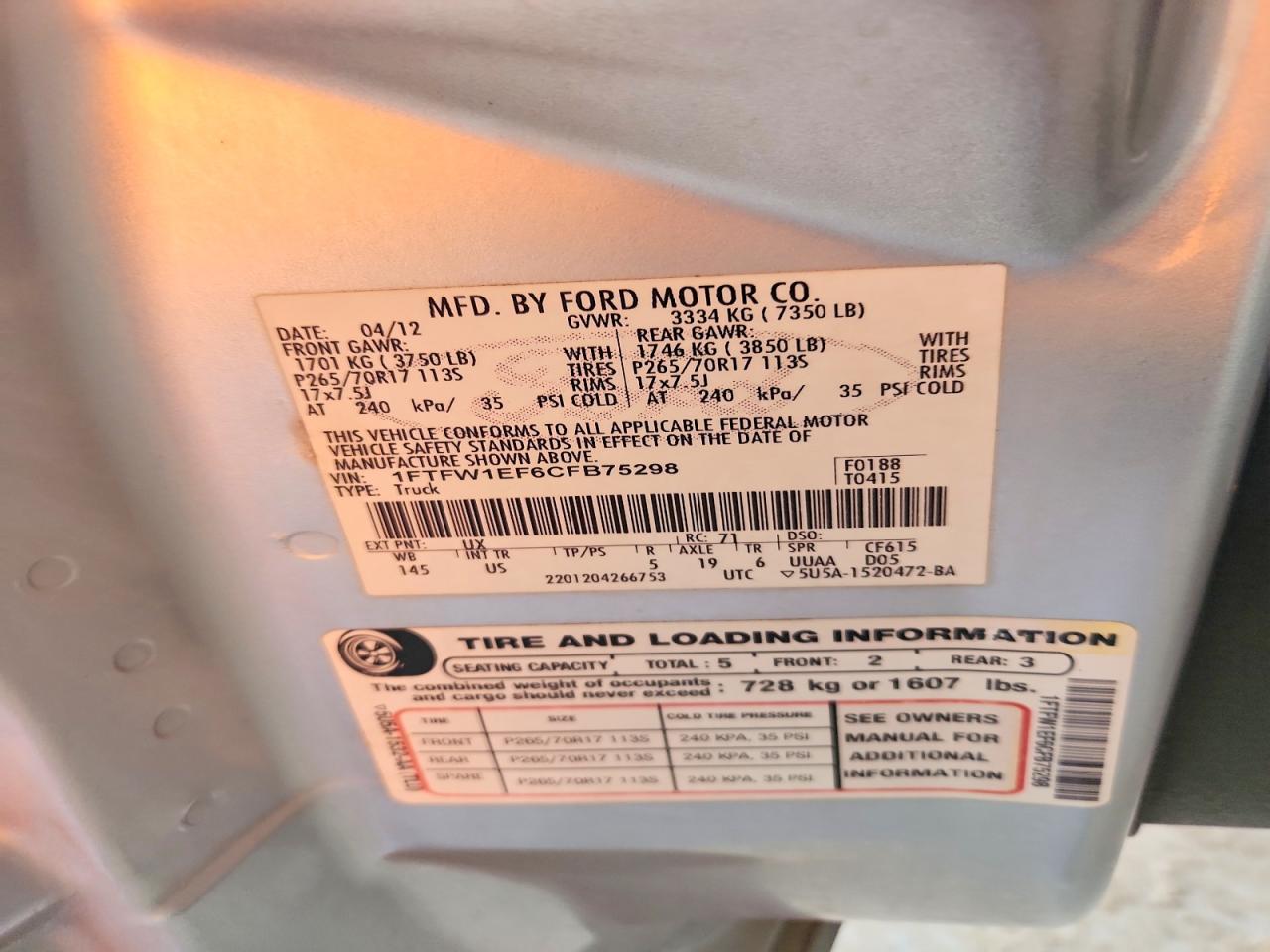 2012 Ford F150 Supercrew Silver vin: 1FTFW1EF6CFB75298