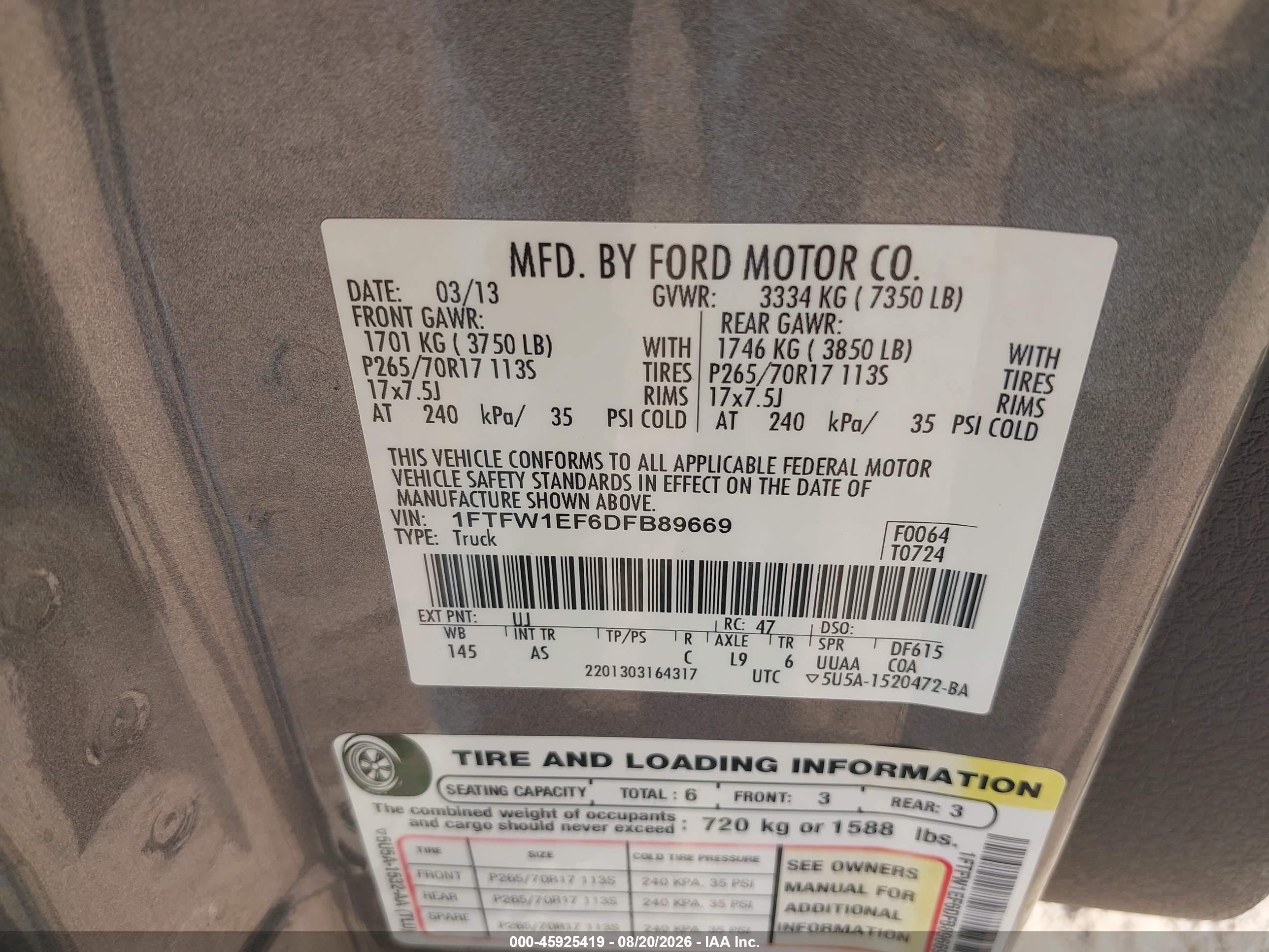 2013 Ford F-150 Xl Gray vin: 1FTFW1EF6DFB89669