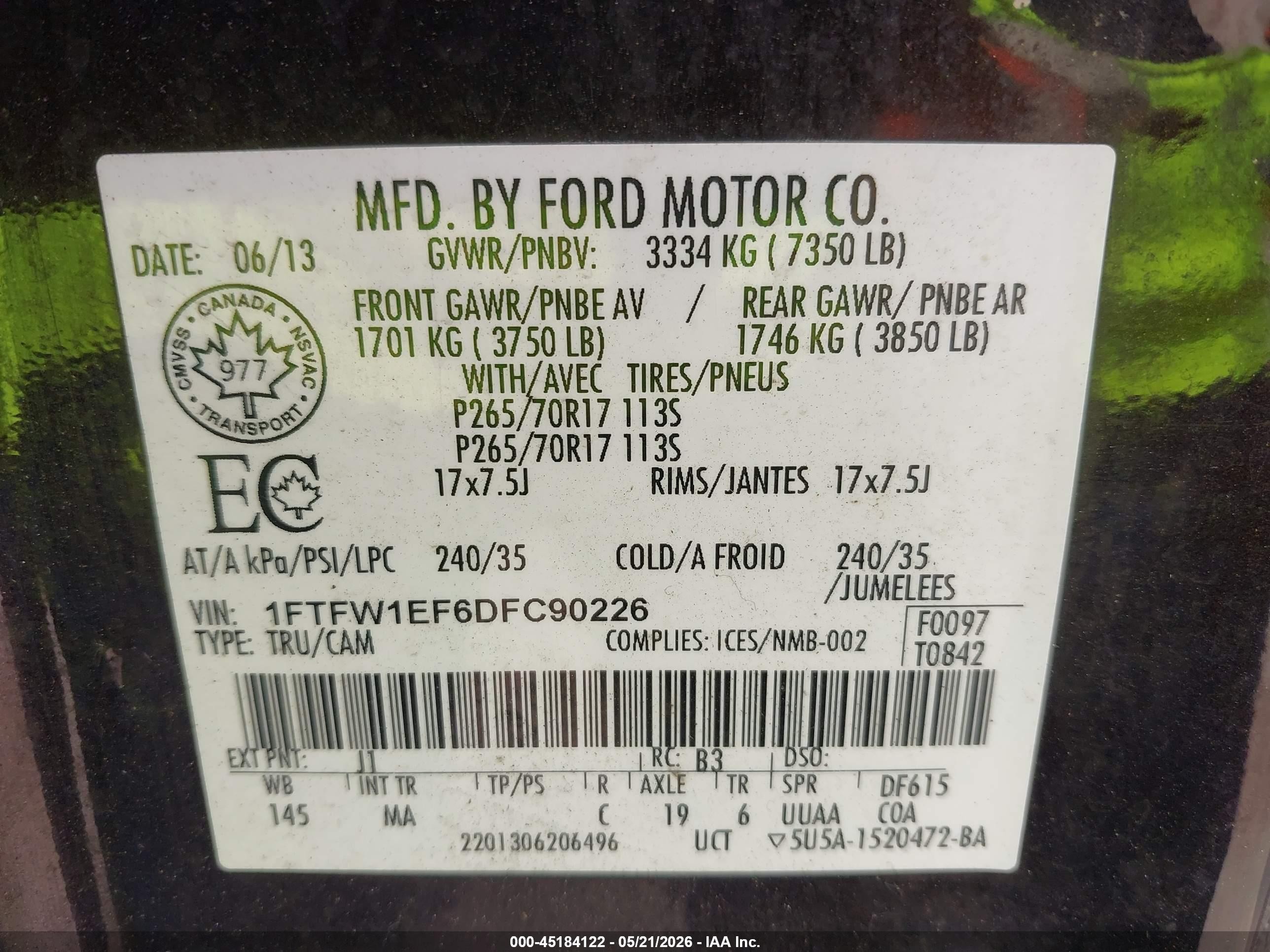 2013 Ford F-150 Xlt Черный vin: 1FTFW1EF6DFC90226