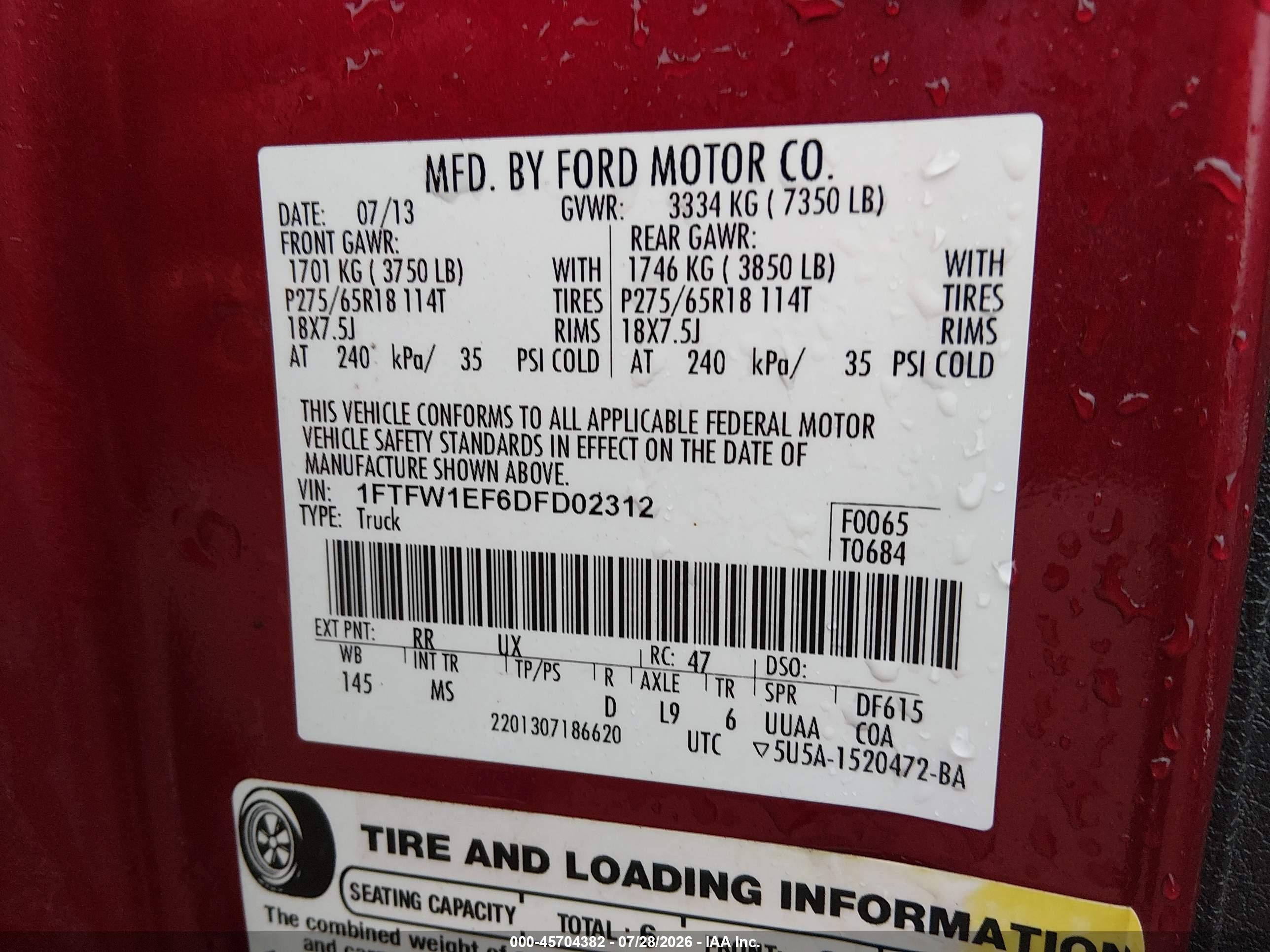 2013 Ford F-150 Xlt Red vin: 1FTFW1EF6DFD02312