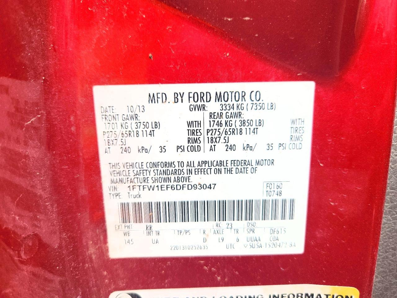 2013 Ford F150 Supercrew Burgundy vin: 1FTFW1EF6DFD93047