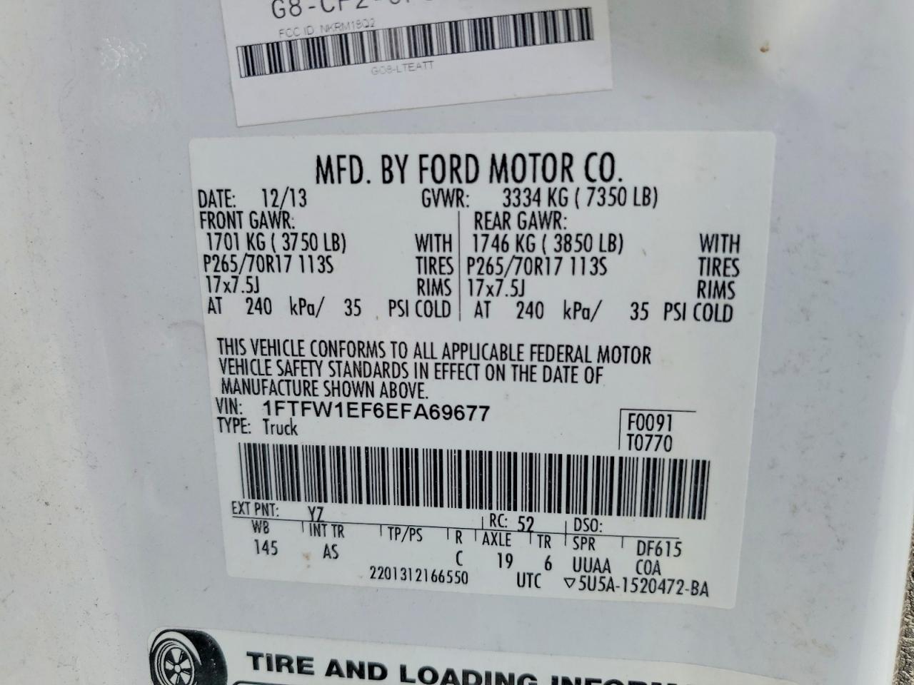 2014 Ford F150 Supercrew Белый vin: 1FTFW1EF6EFA69677
