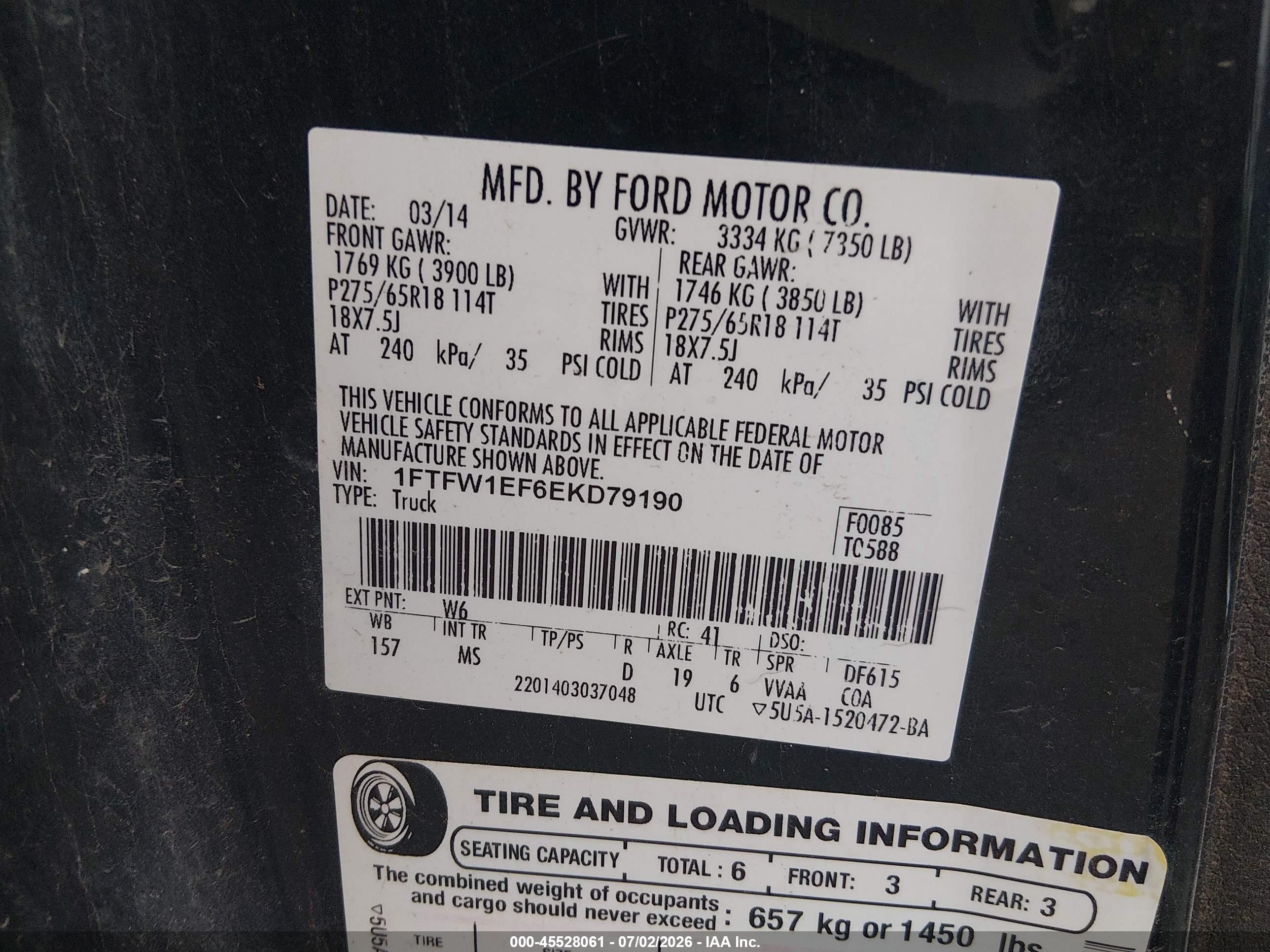 2014 Ford F-150 Xlt Green vin: 1FTFW1EF6EKD79190