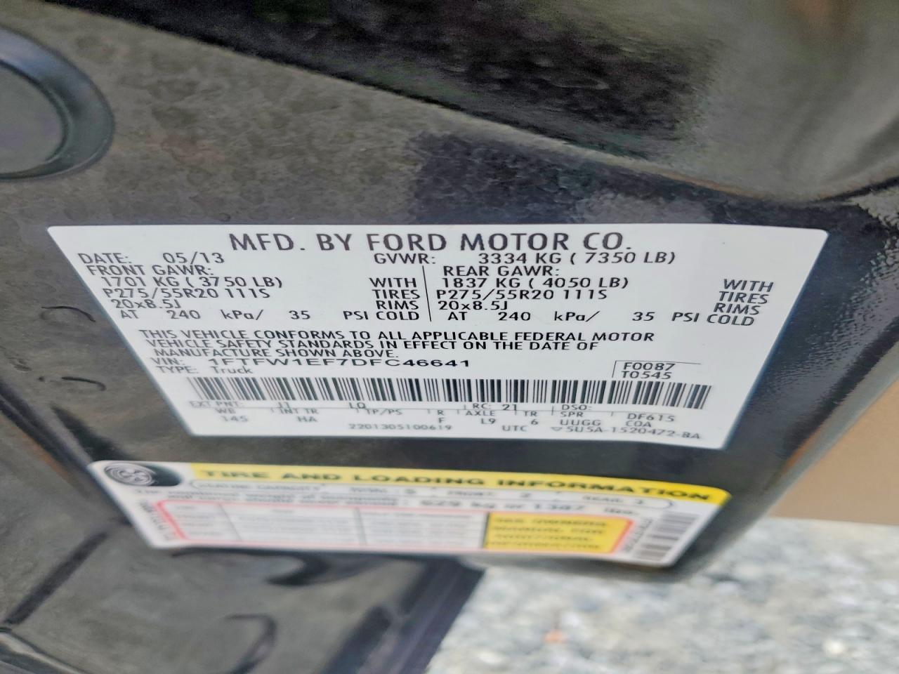 2013 Ford F150 Supercrew Black vin: 1FTFW1EF7DFC46641