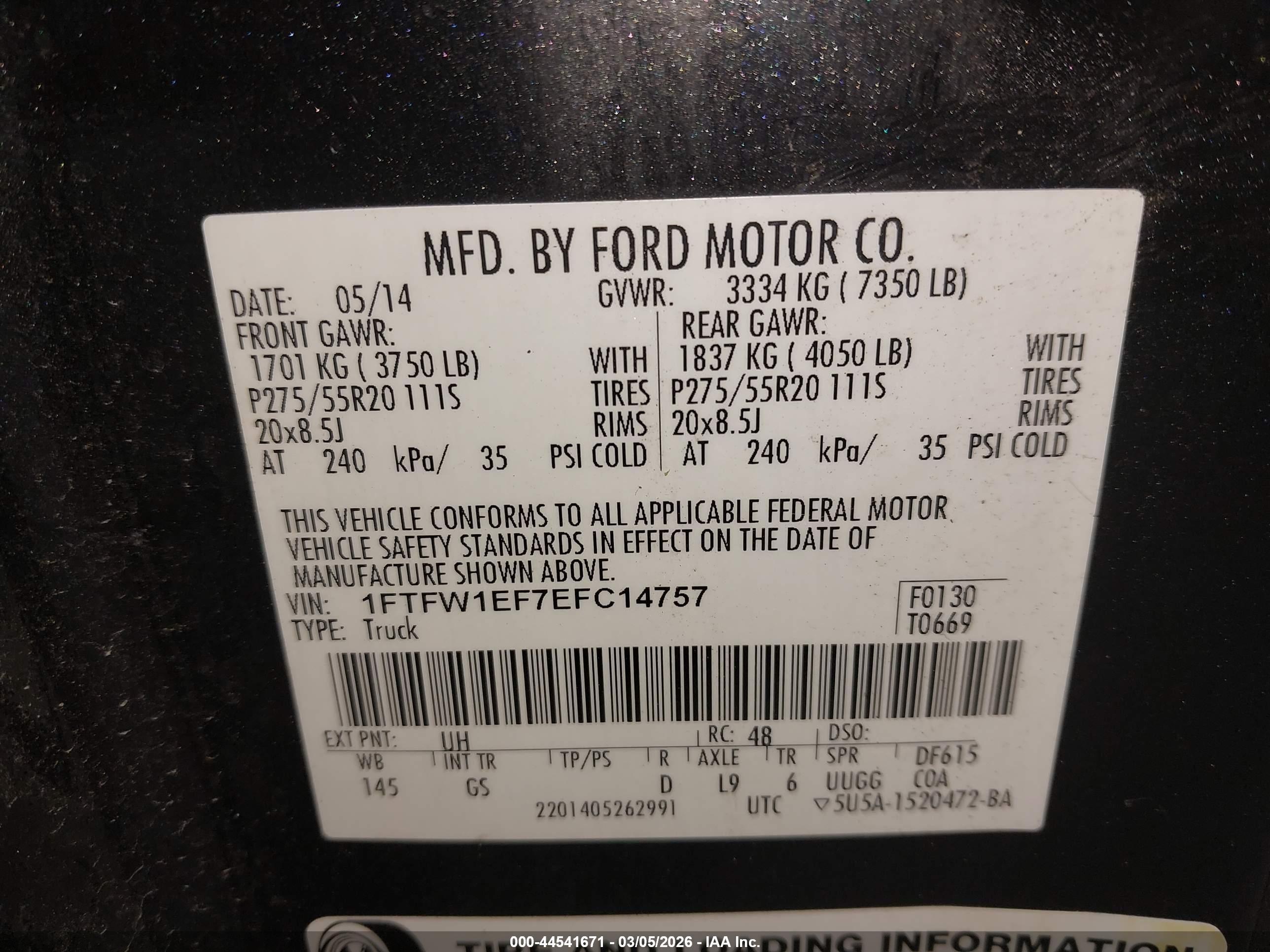 2014 Ford F-150 Xlt Черный vin: 1FTFW1EF7EFC14757