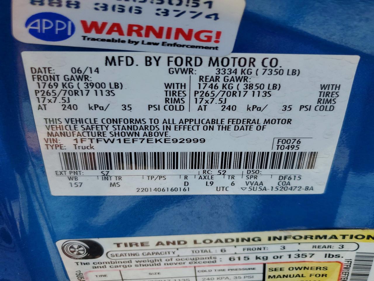 2014 Ford F150 Supercrew Синий vin: 1FTFW1EF7EKE92999