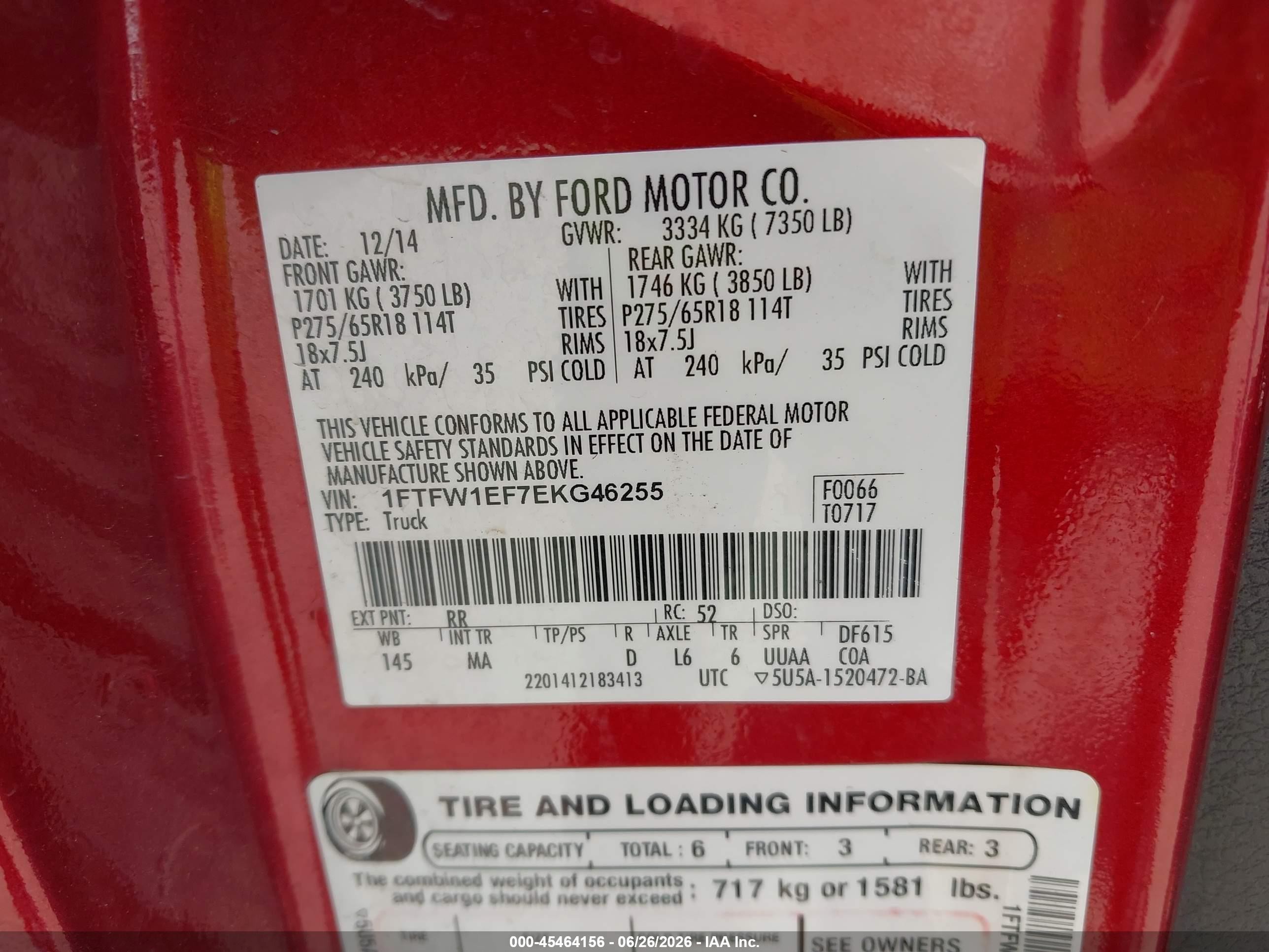 2014 Ford F-150 Xlt Maroon vin: 1FTFW1EF7EKG46255