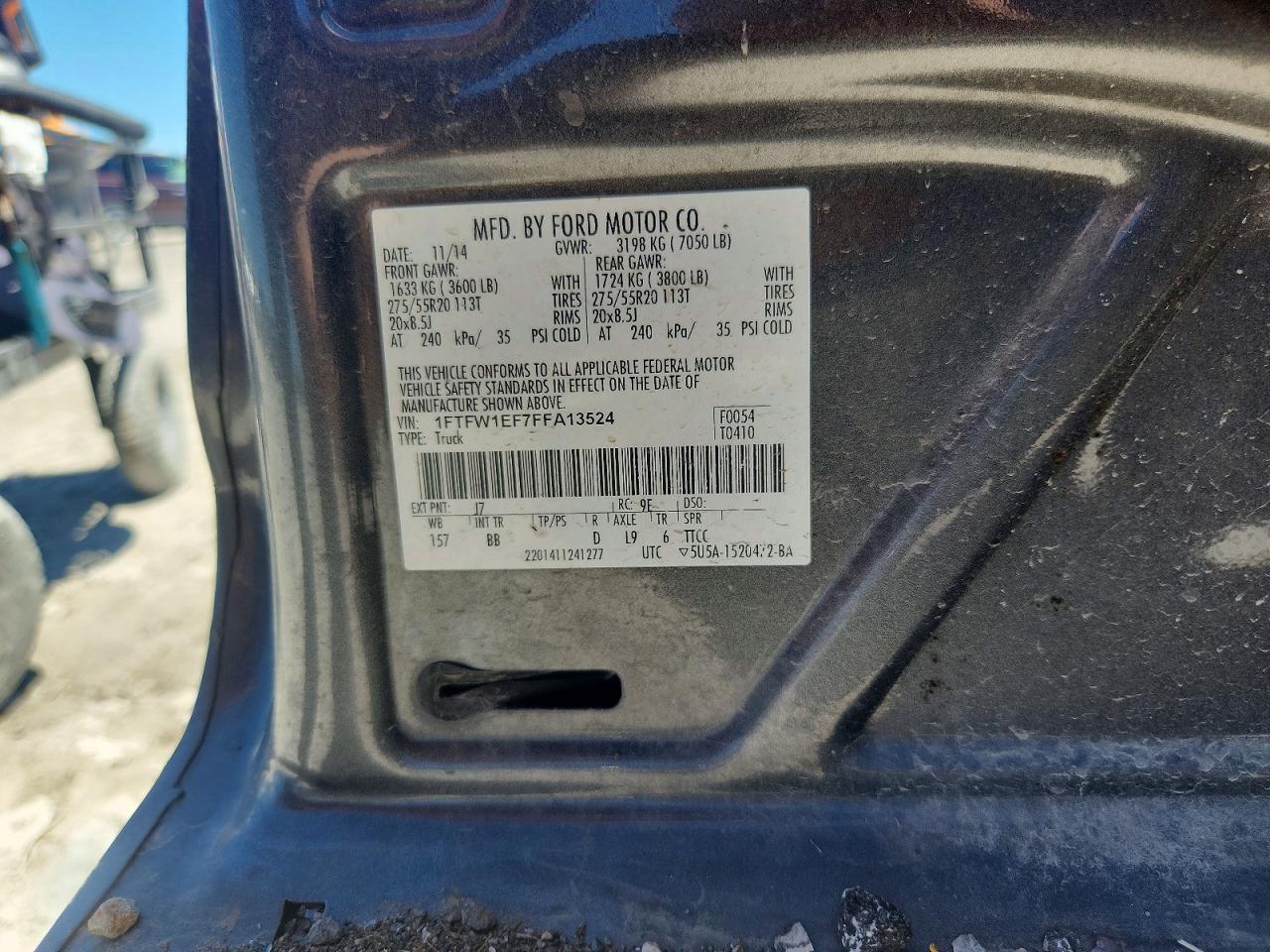 2015 Ford F150 Supercrew Gray vin: 1FTFW1EF7FFA13524
