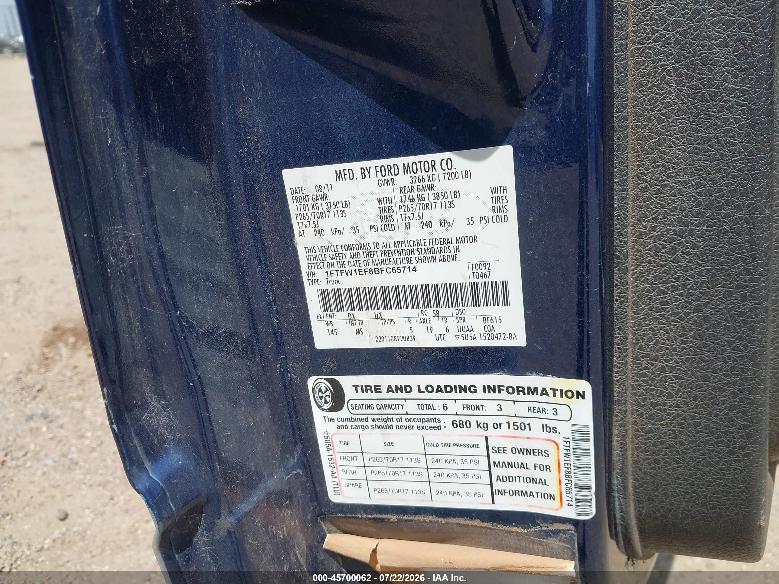 2011 Ford F-150 Xlt Dark Blue vin: 1FTFW1EF8BFC65714