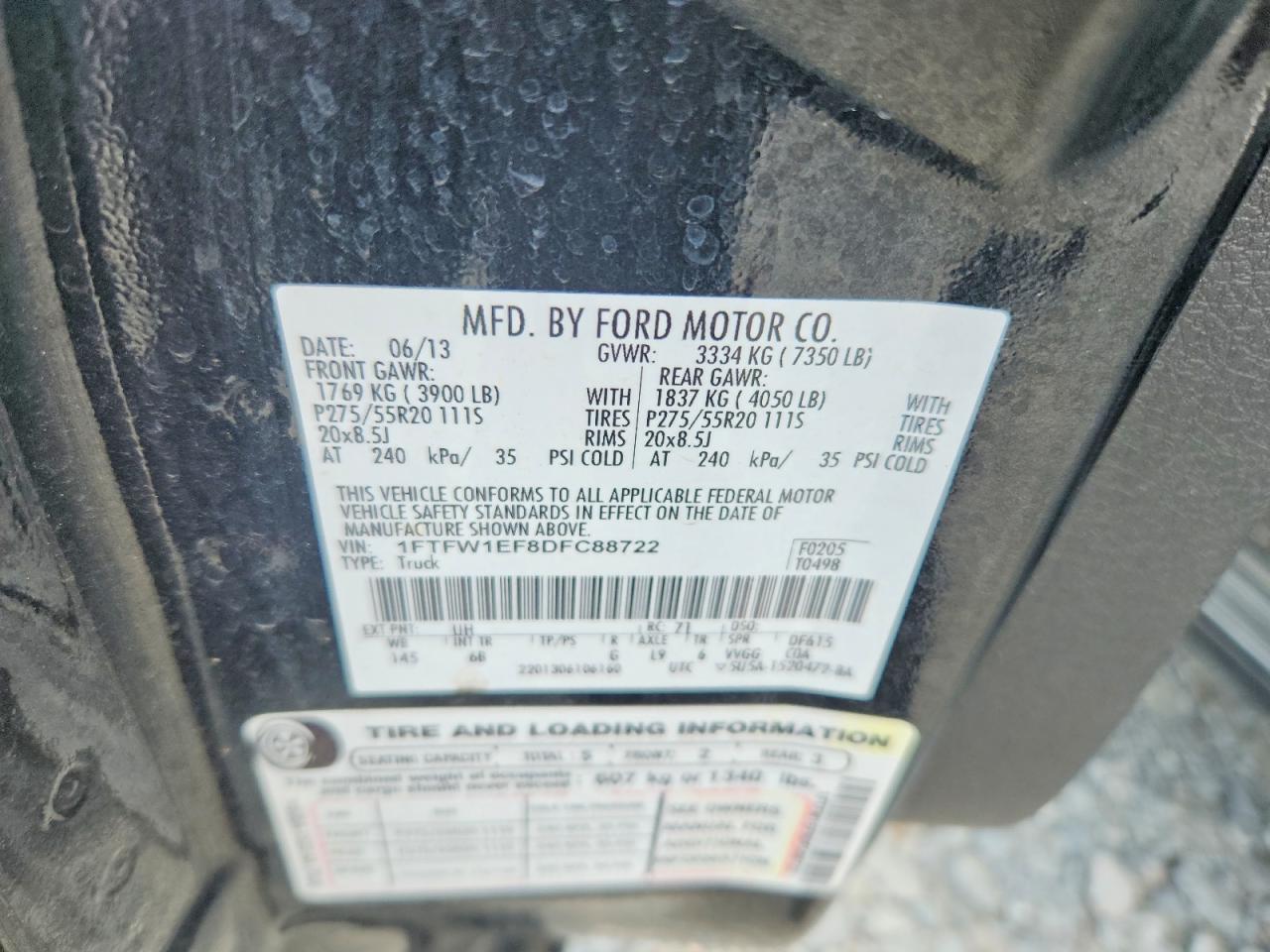 2013 Ford F150 Supercrew Black vin: 1FTFW1EF8DFC88722