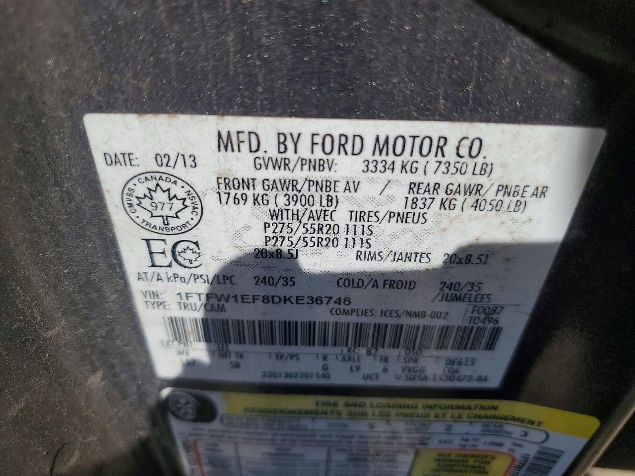 2013 Ford F150 Supercrew Gray vin: 1FTFW1EF8DKE36746