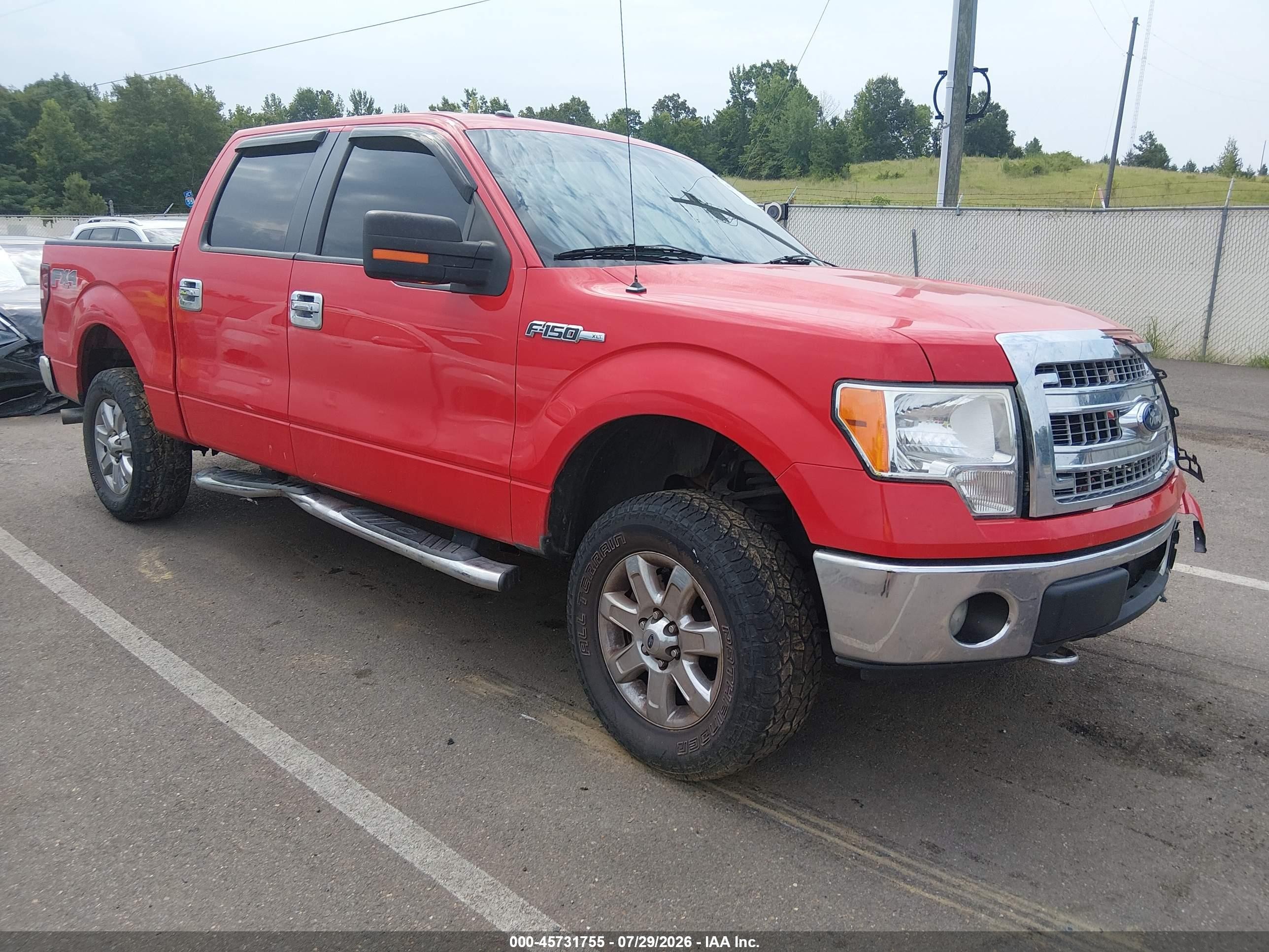 2013 Ford F-150 Xlt Red vin: 1FTFW1EF8DKF02244