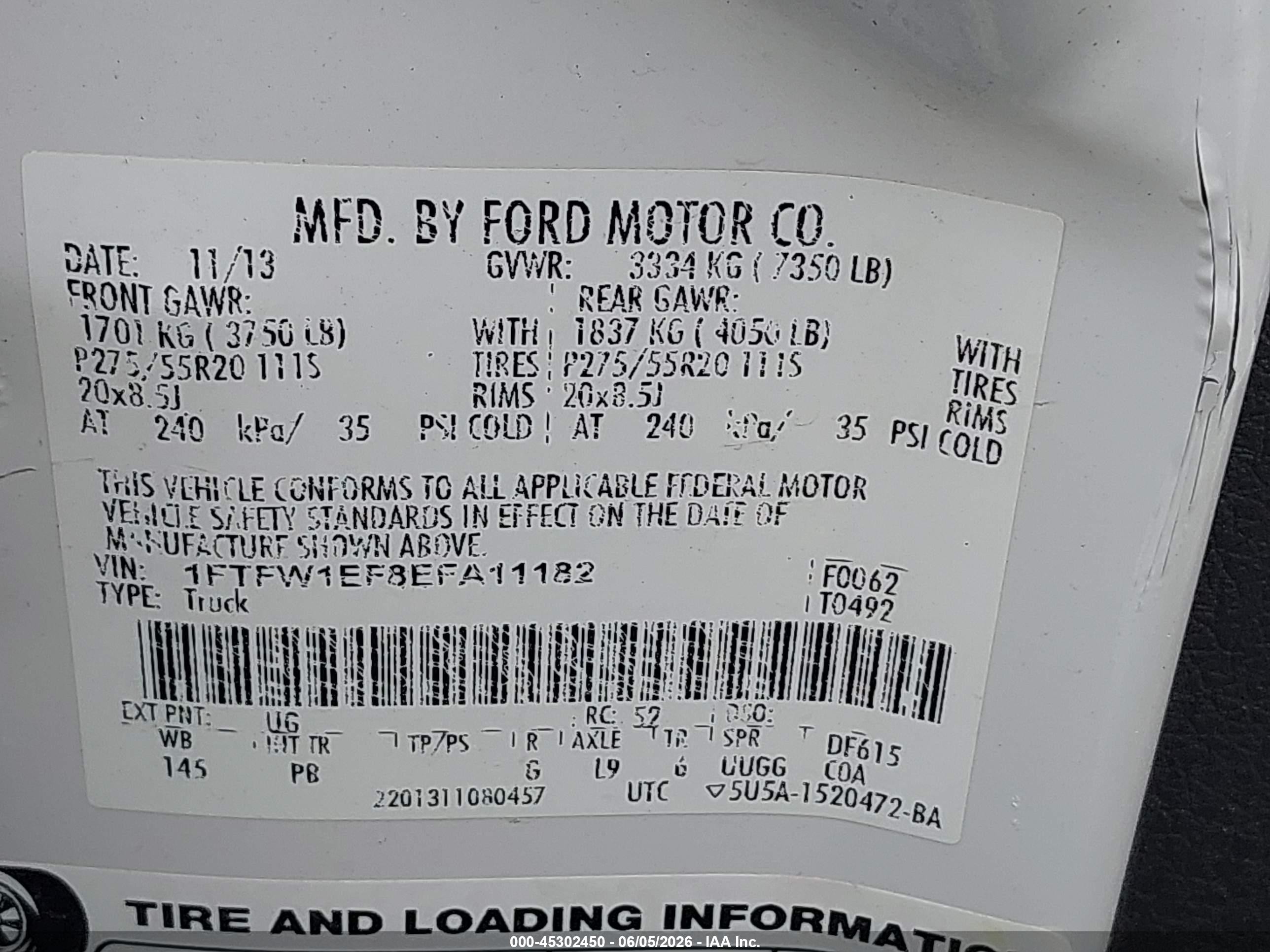 2014 Ford F-150 Platinum Белый vin: 1FTFW1EF8EFA11182