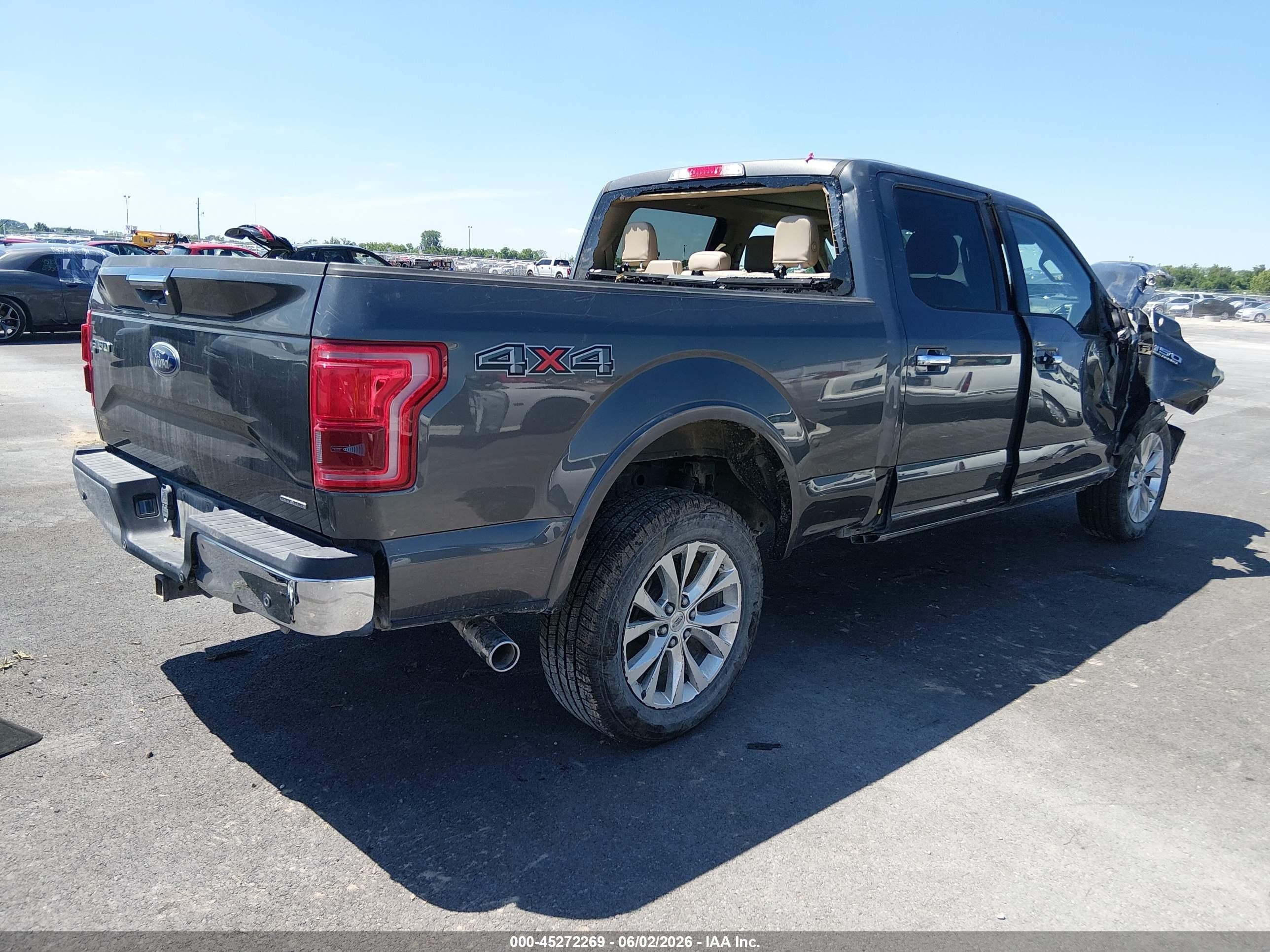 2015 Ford F-150 Lariat Gray vin: 1FTFW1EF8FFA99345