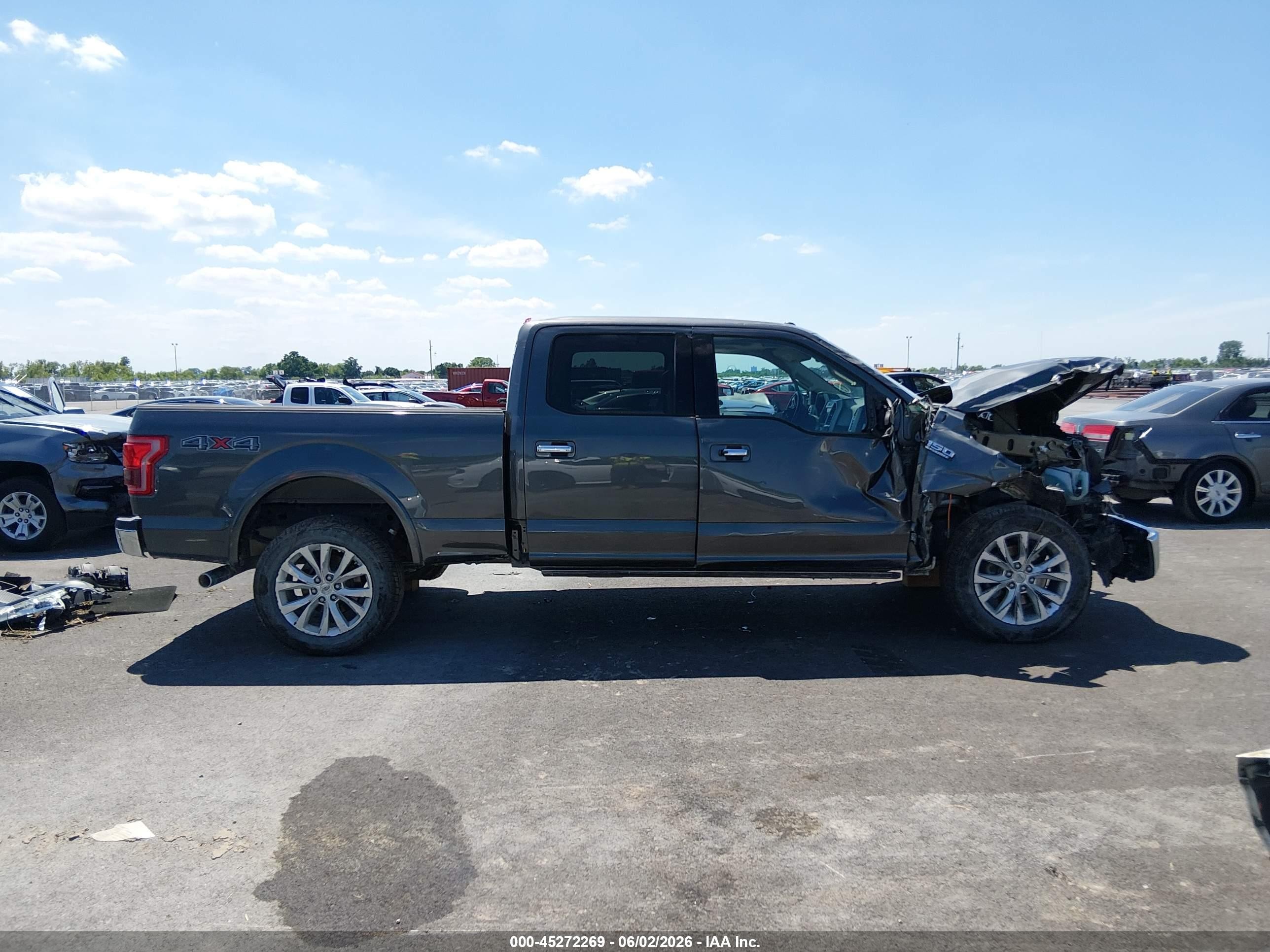 2015 Ford F-150 Lariat Gray vin: 1FTFW1EF8FFA99345