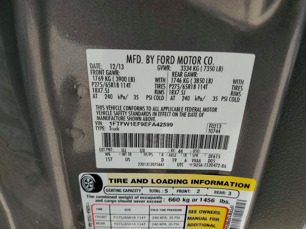 2014 Ford F150 Supercrew Gray vin: 1FTFW1EF9EFA42599