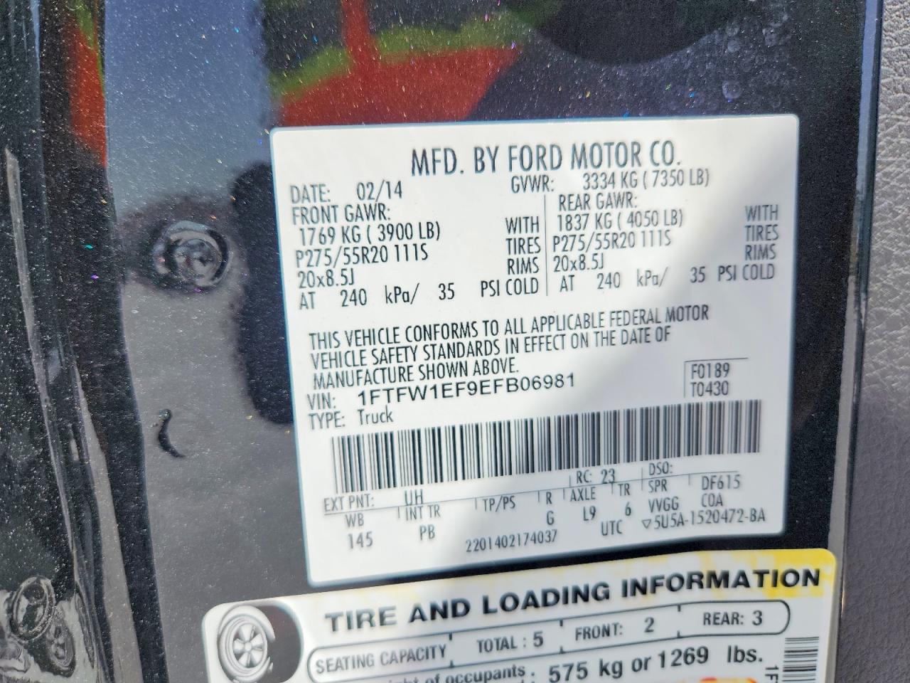 2014 Ford F150 Supercrew Black vin: 1FTFW1EF9EFB06981