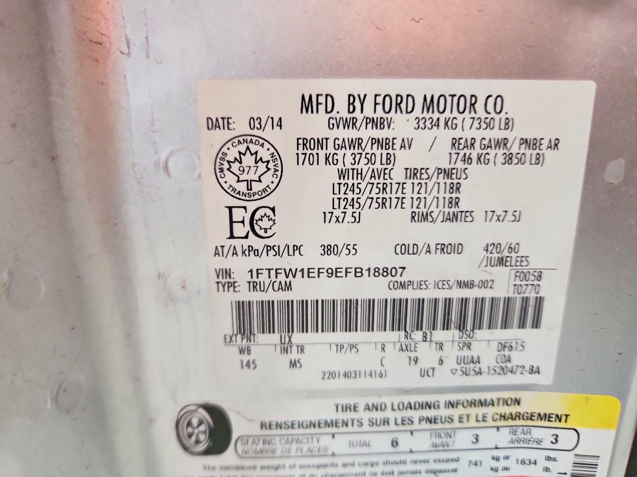 2014 Ford F150 Supercrew Silver vin: 1FTFW1EF9EFB18807