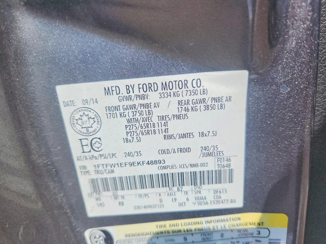 2014 Ford F150 Supercrew Gray vin: 1FTFW1EF9EKF48893