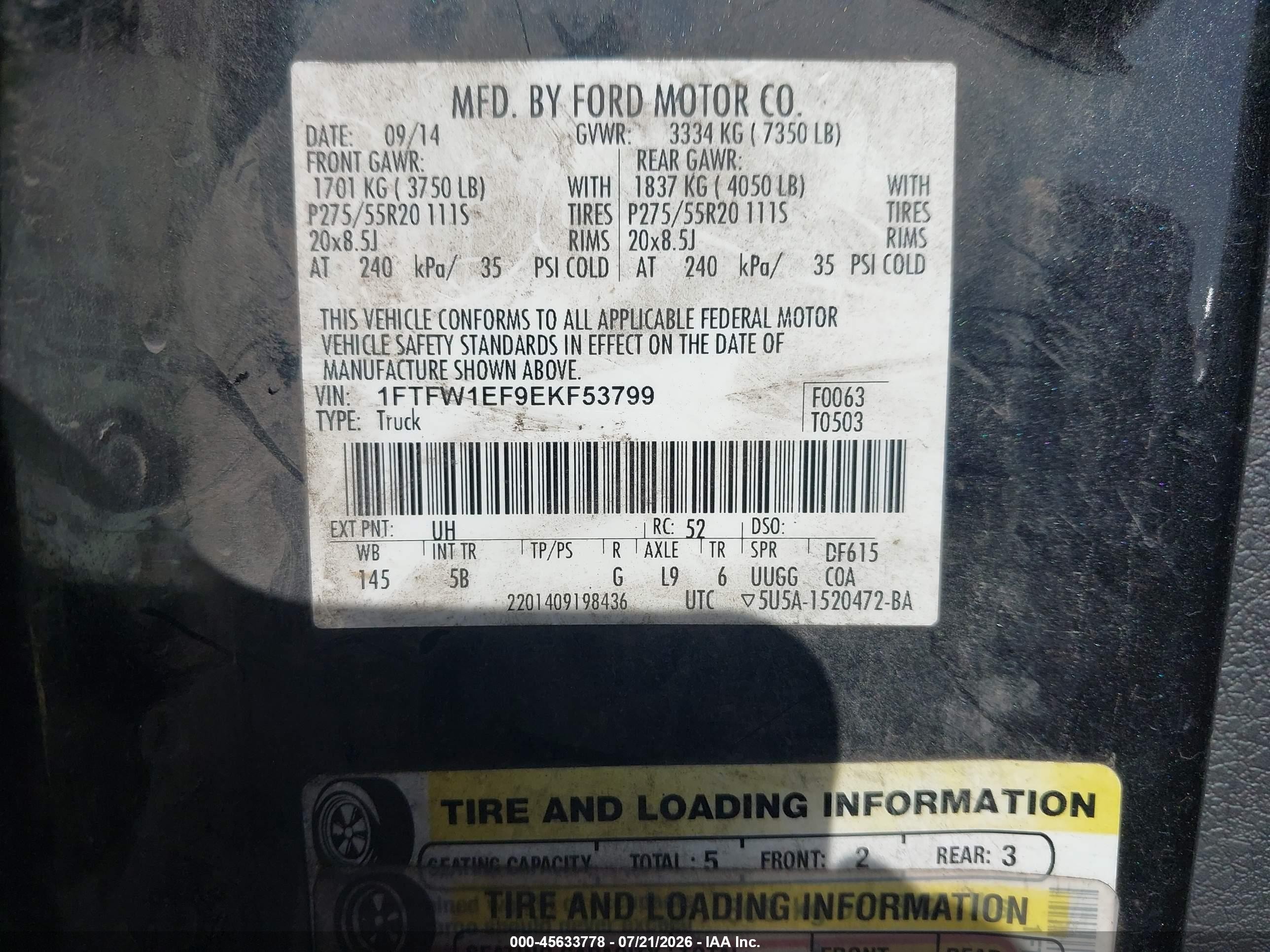 2014 Ford F-150 Fx4 Black vin: 1FTFW1EF9EKF53799