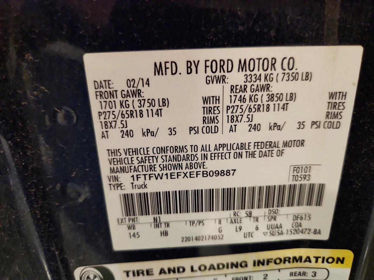 2014 Ford F150 Supercrew Blue vin: 1FTFW1EFXEFB09887
