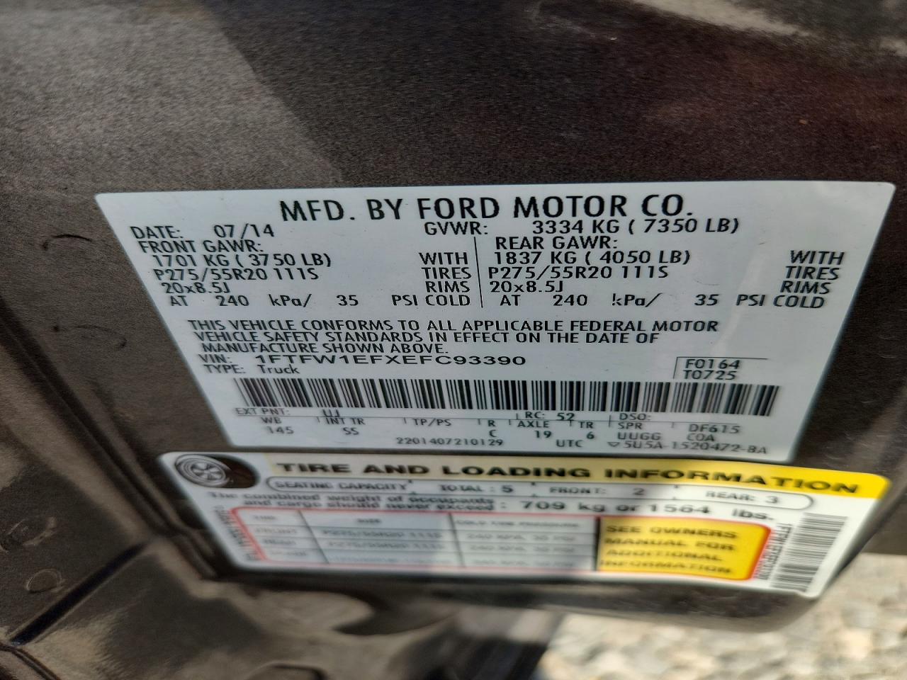 2014 Ford F150 Supercrew Charcoal vin: 1FTFW1EFXEFC93390
