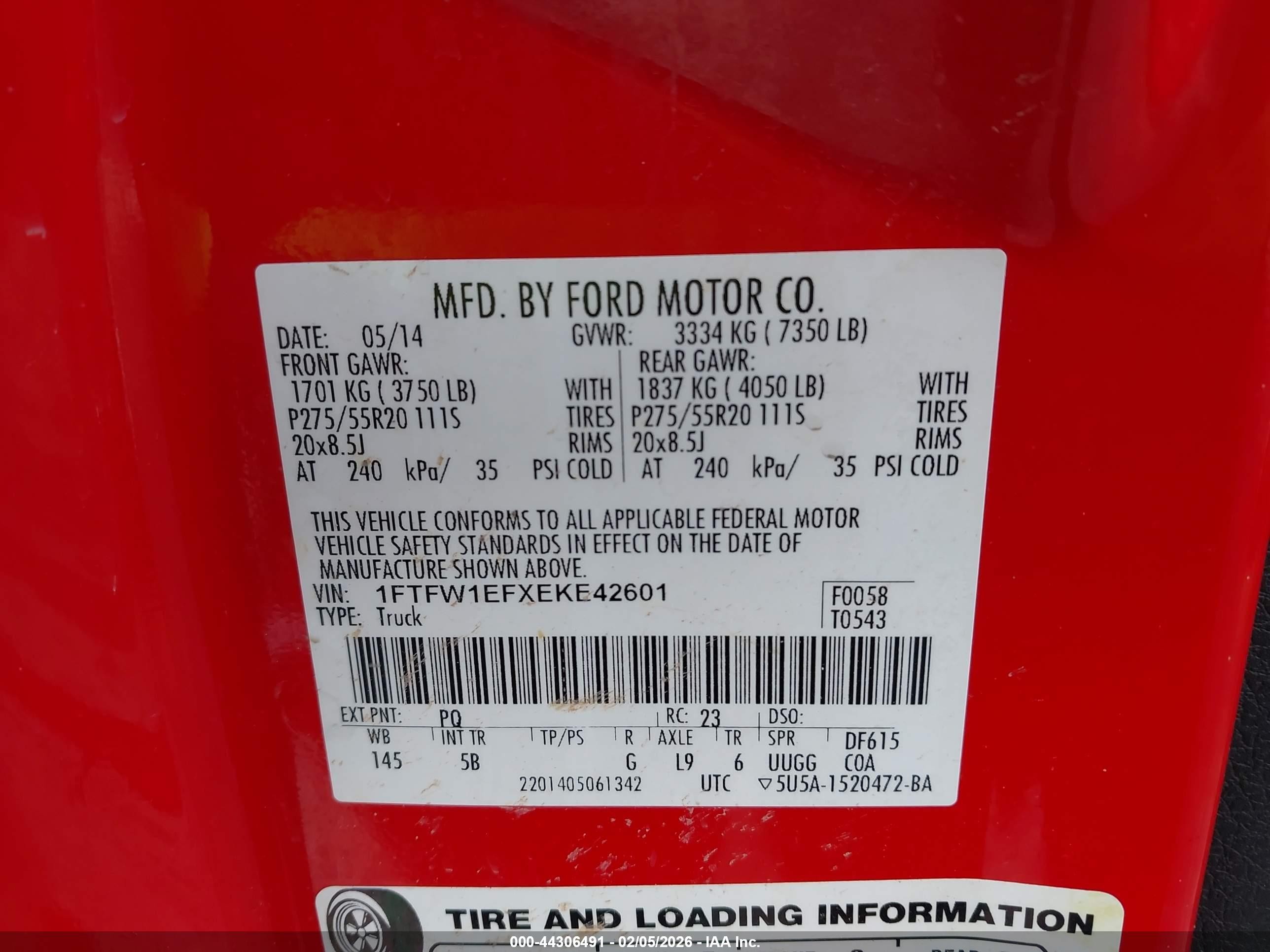 2014 Ford F-150 Fx4 Red vin: 1FTFW1EFXEKE42601