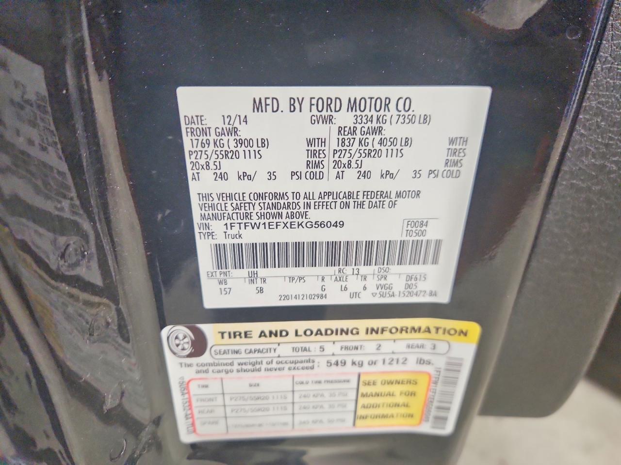 2014 Ford F150 Supercrew Black vin: 1FTFW1EFXEKG56049