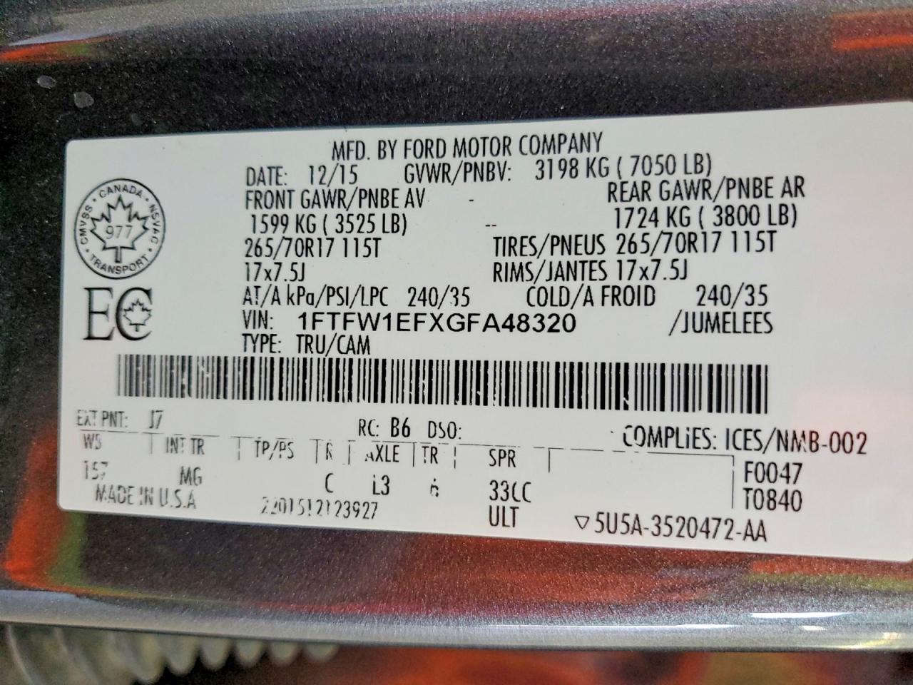 2016 Ford F150 Supercrew Gray vin: 1FTFW1EFXGFA48320