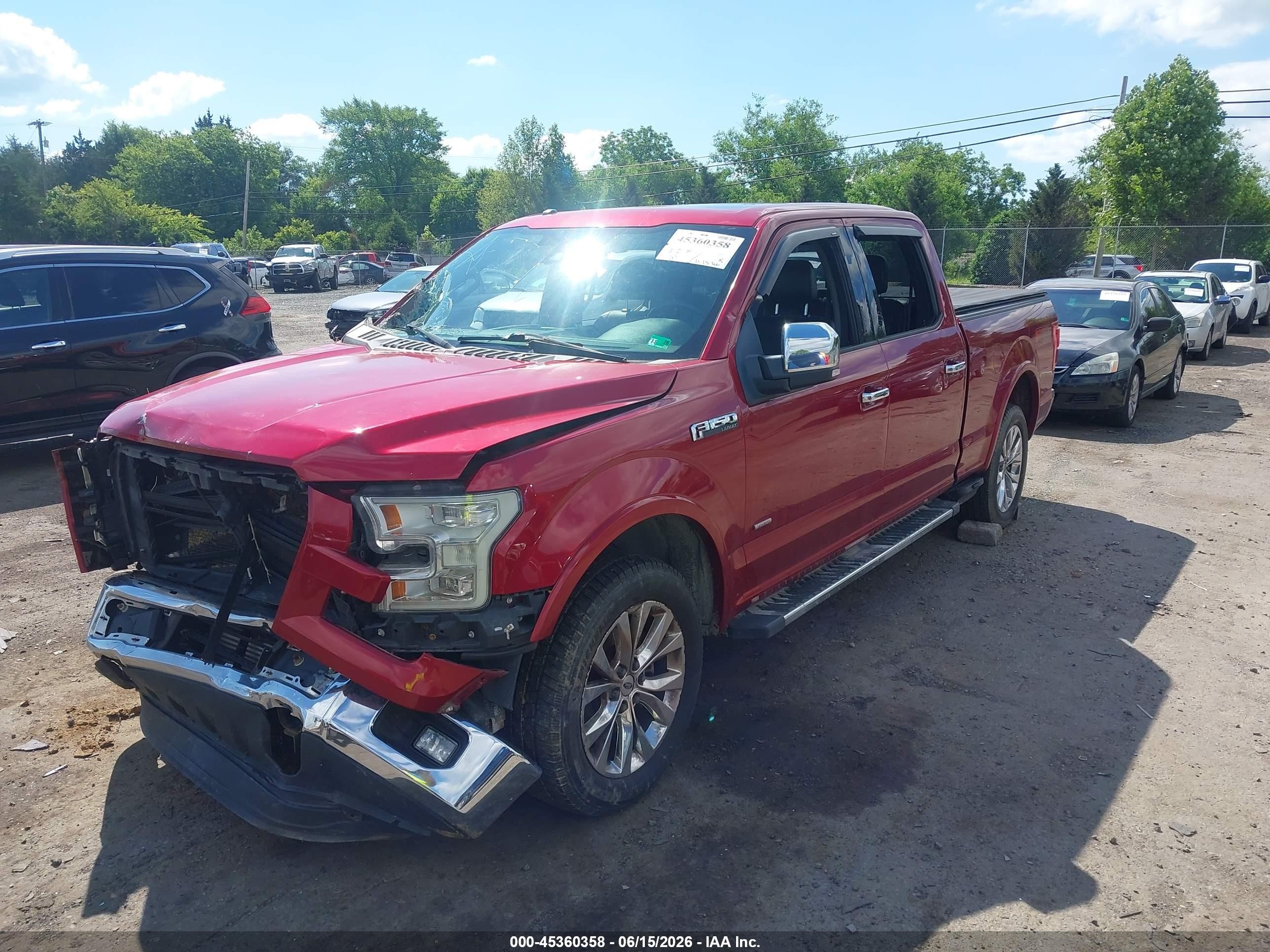 2015 Ford F-150 Lariat Red vin: 1FTFW1EG7FFB94326