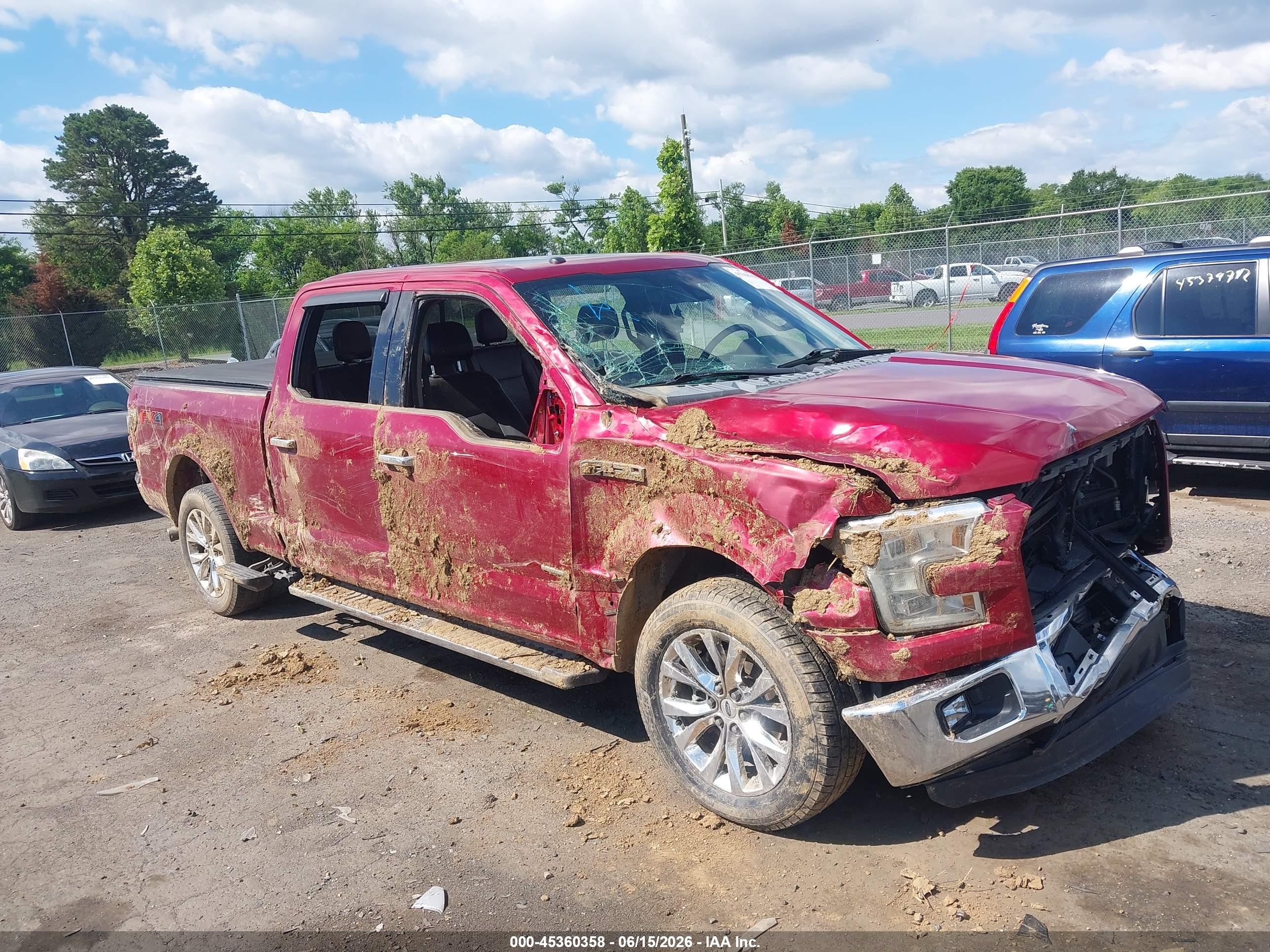 2015 Ford F-150 Lariat Red vin: 1FTFW1EG7FFB94326