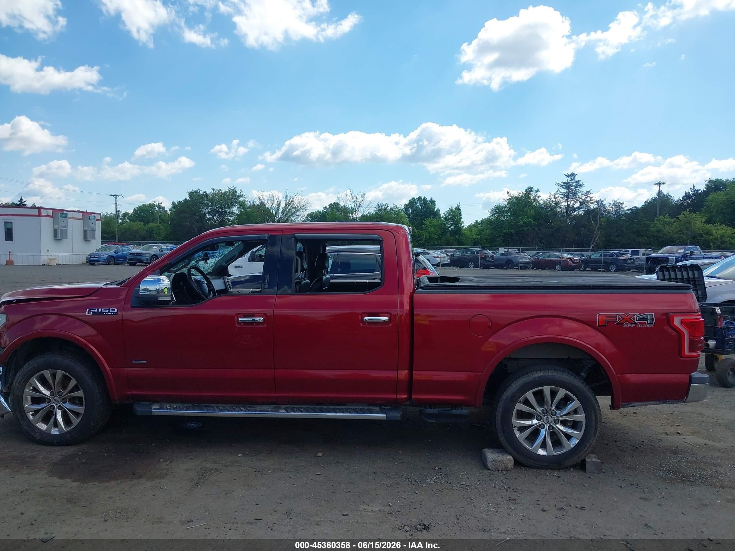 2015 Ford F-150 Lariat Red vin: 1FTFW1EG7FFB94326