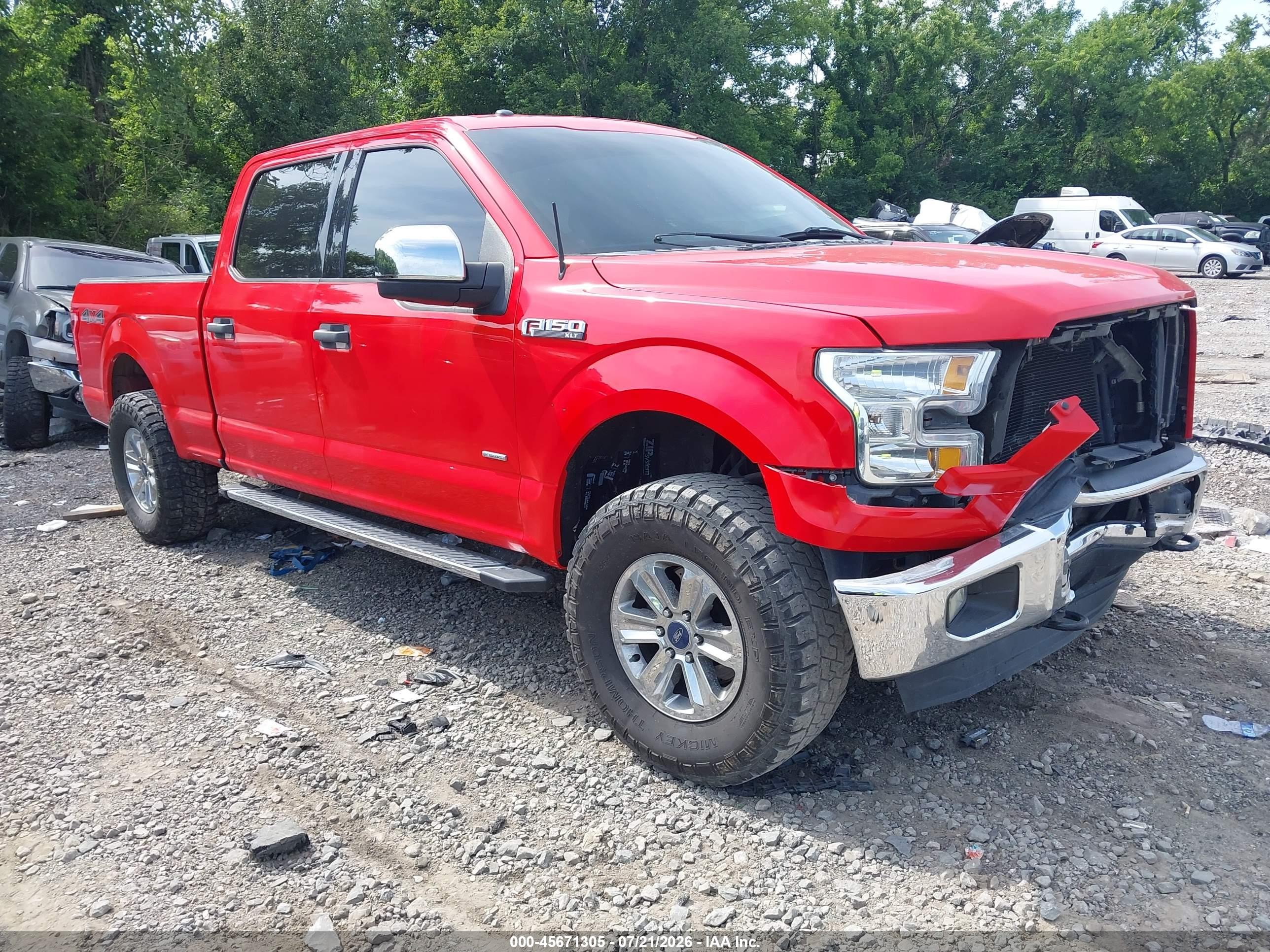 2015 Ford F-150 Xlt Red vin: 1FTFW1EGXFFA80675