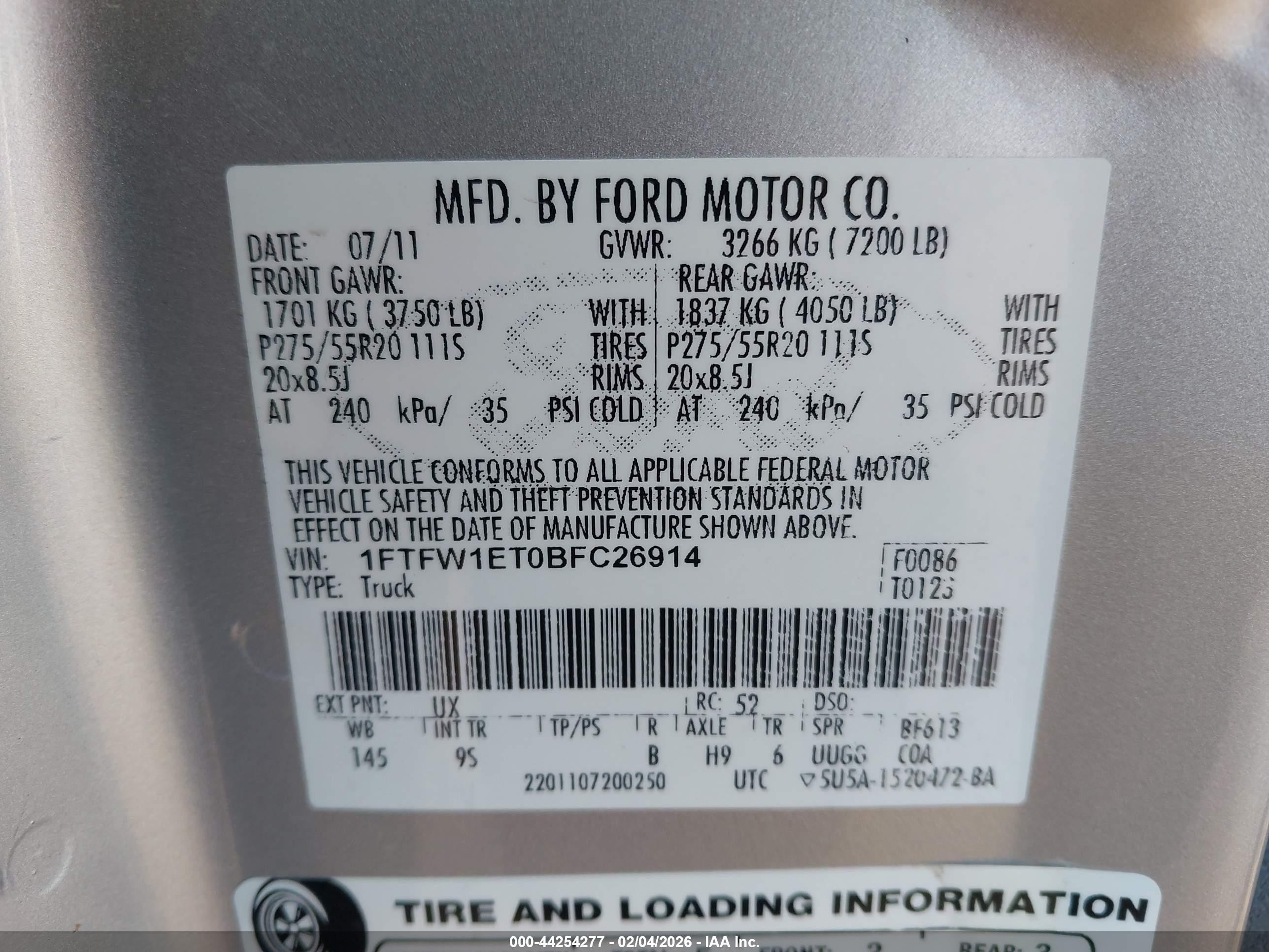 2011 Ford F-150 Platinum Silver vin: 1FTFW1ET0BFC26914