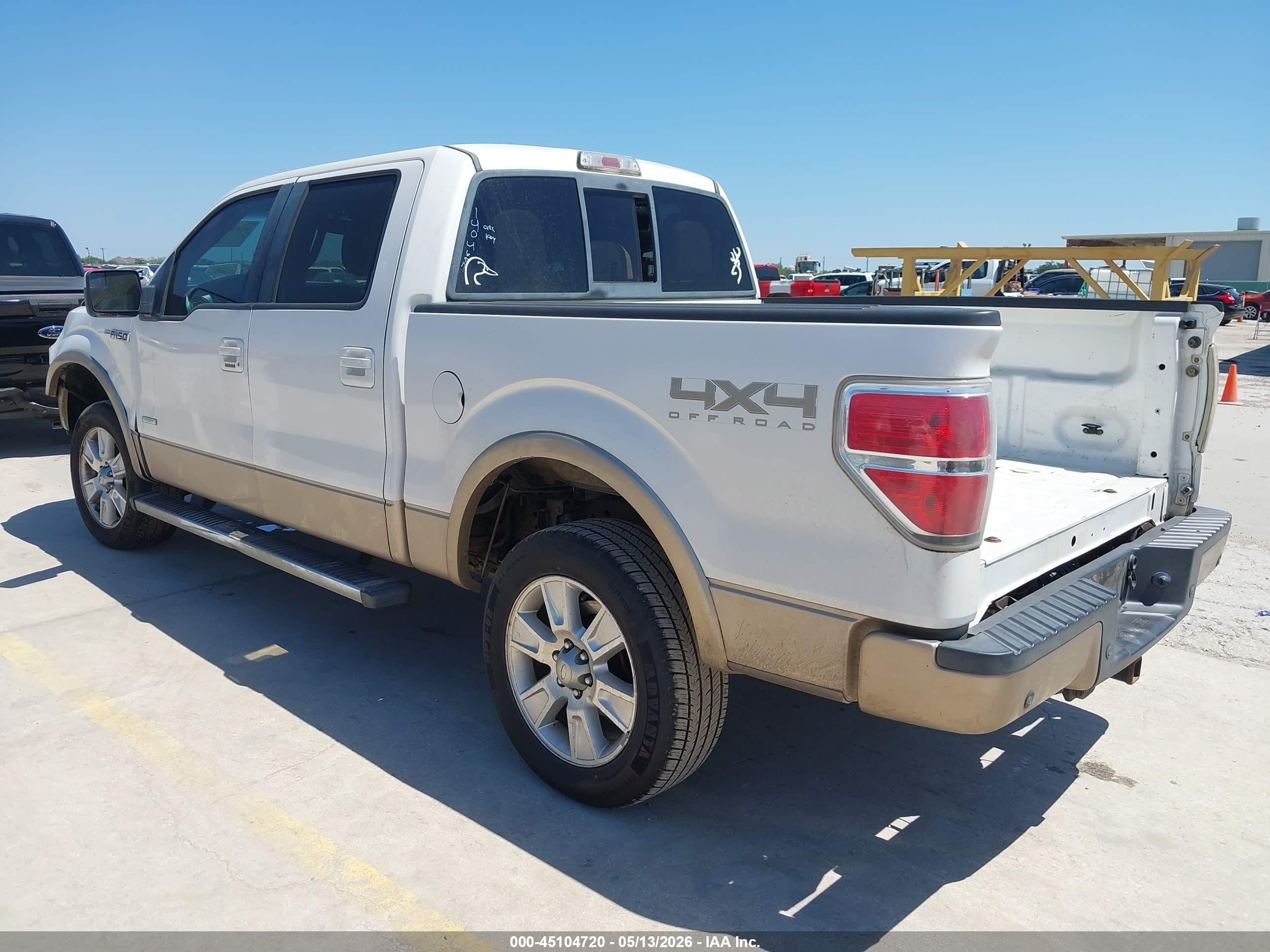 2012 Ford F-150 Lariat White vin: 1FTFW1ET0CFA41716