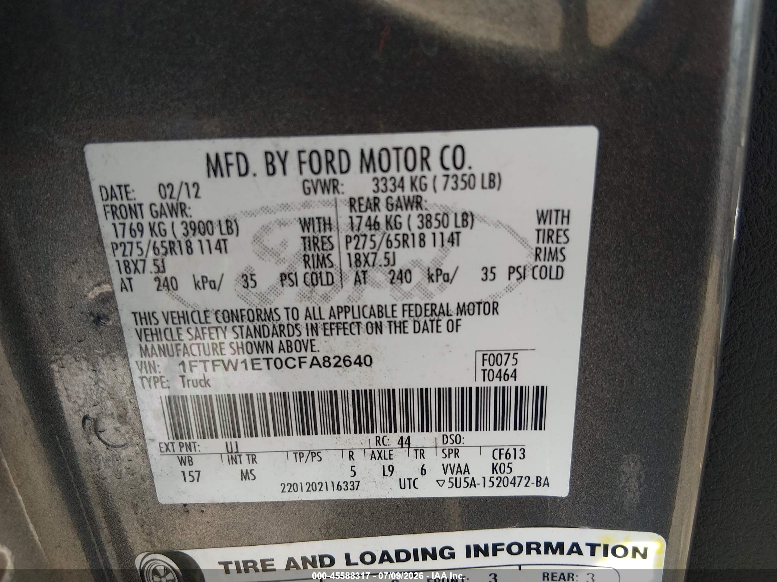 2012 Ford F-150 Xlt Gray vin: 1FTFW1ET0CFA82640